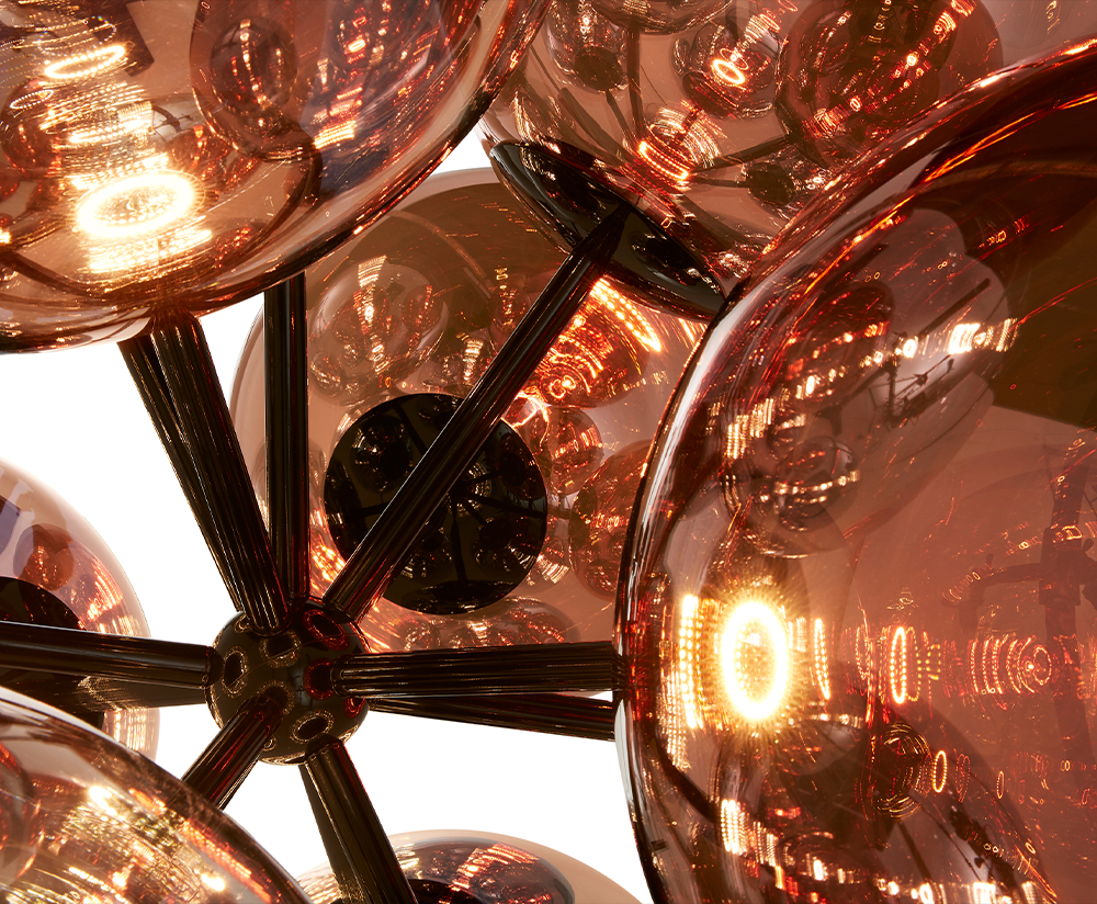 Globe copper chandelier