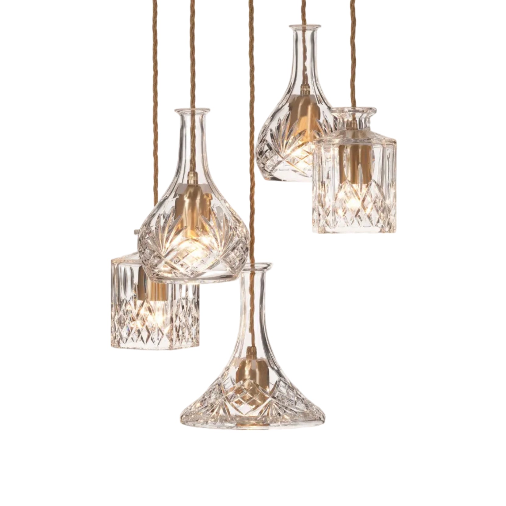 5-Point Pendant Lamp DECANTERLIGHT Crystal Glass