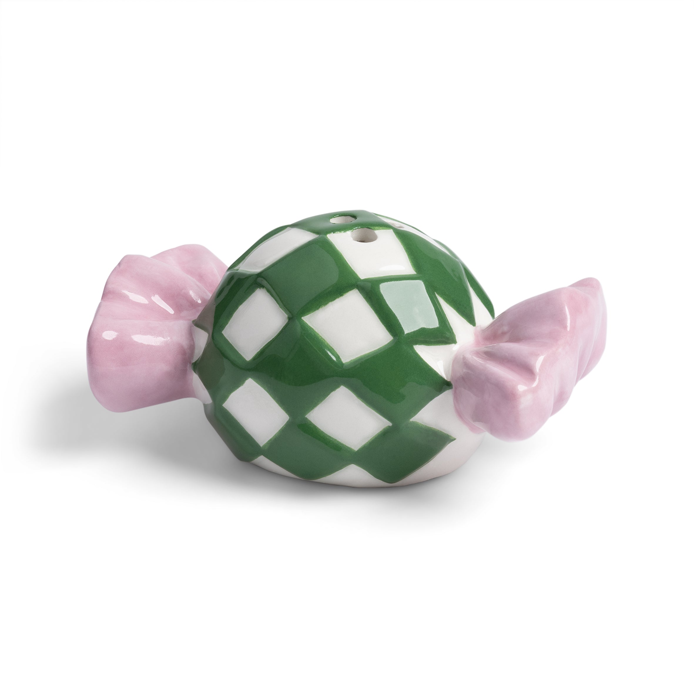 Candy Check Salt and Pepper Shakers Colorful Porcelain