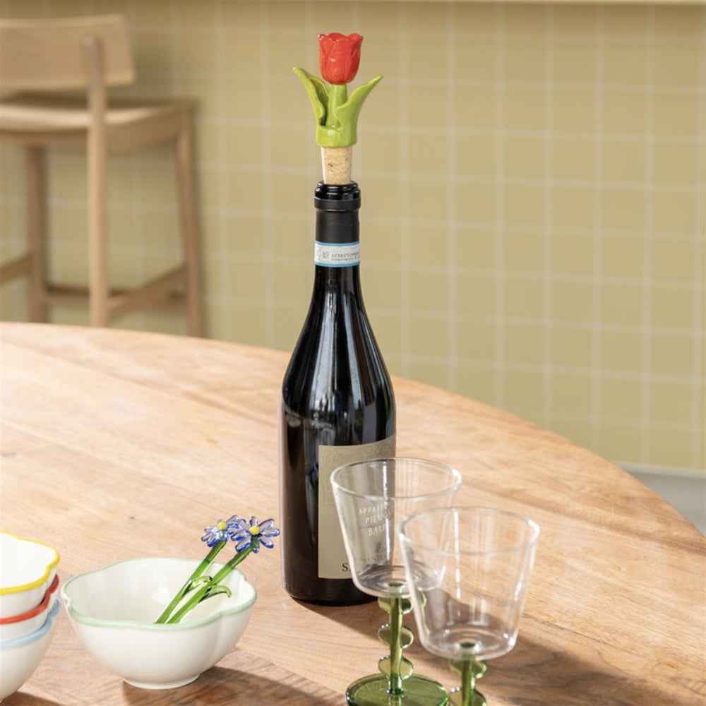 TULIP Bottle Stopper Green with Yellow