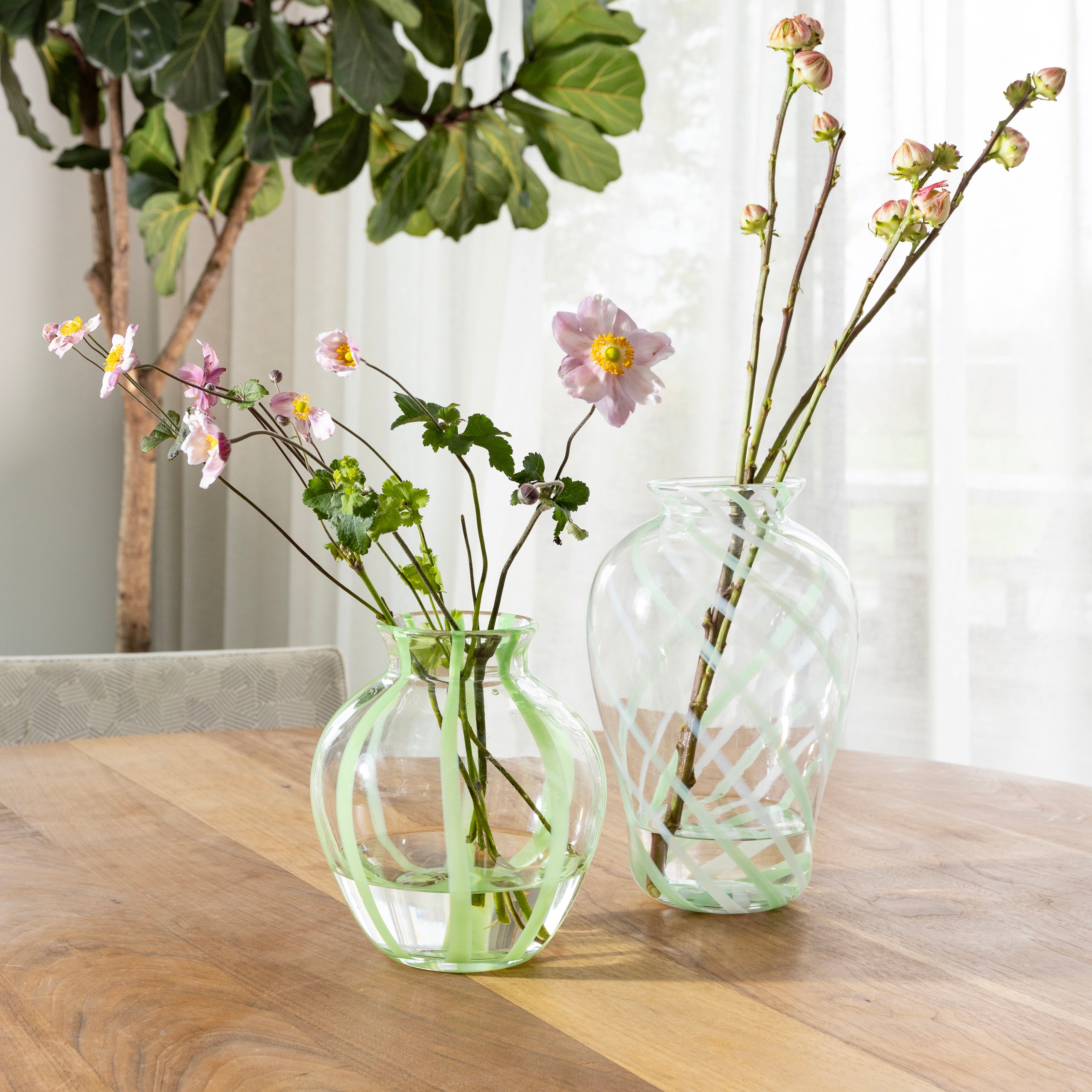 YOGU STRIPE vase green glass