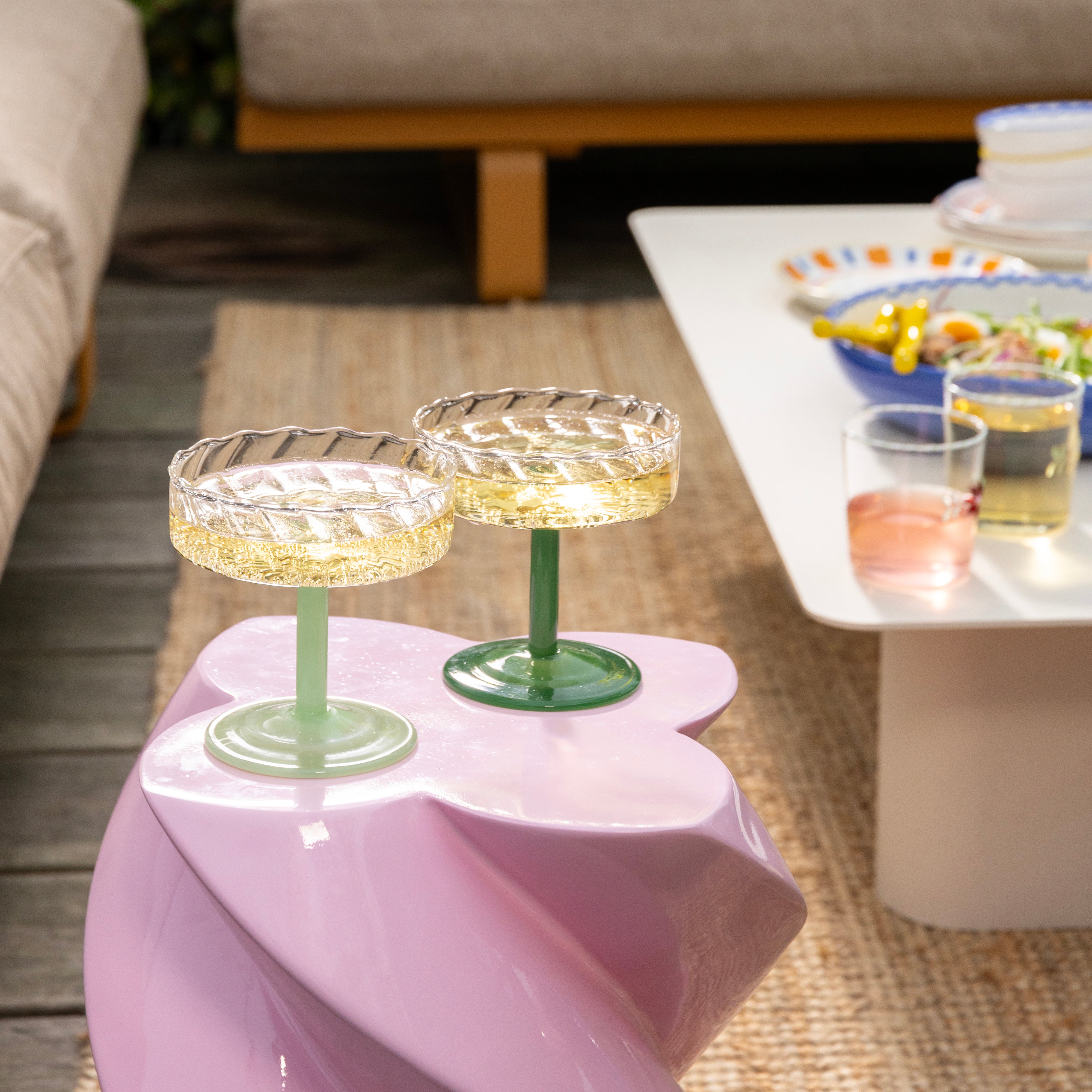 Set of Glass Goblets TWIRL Green