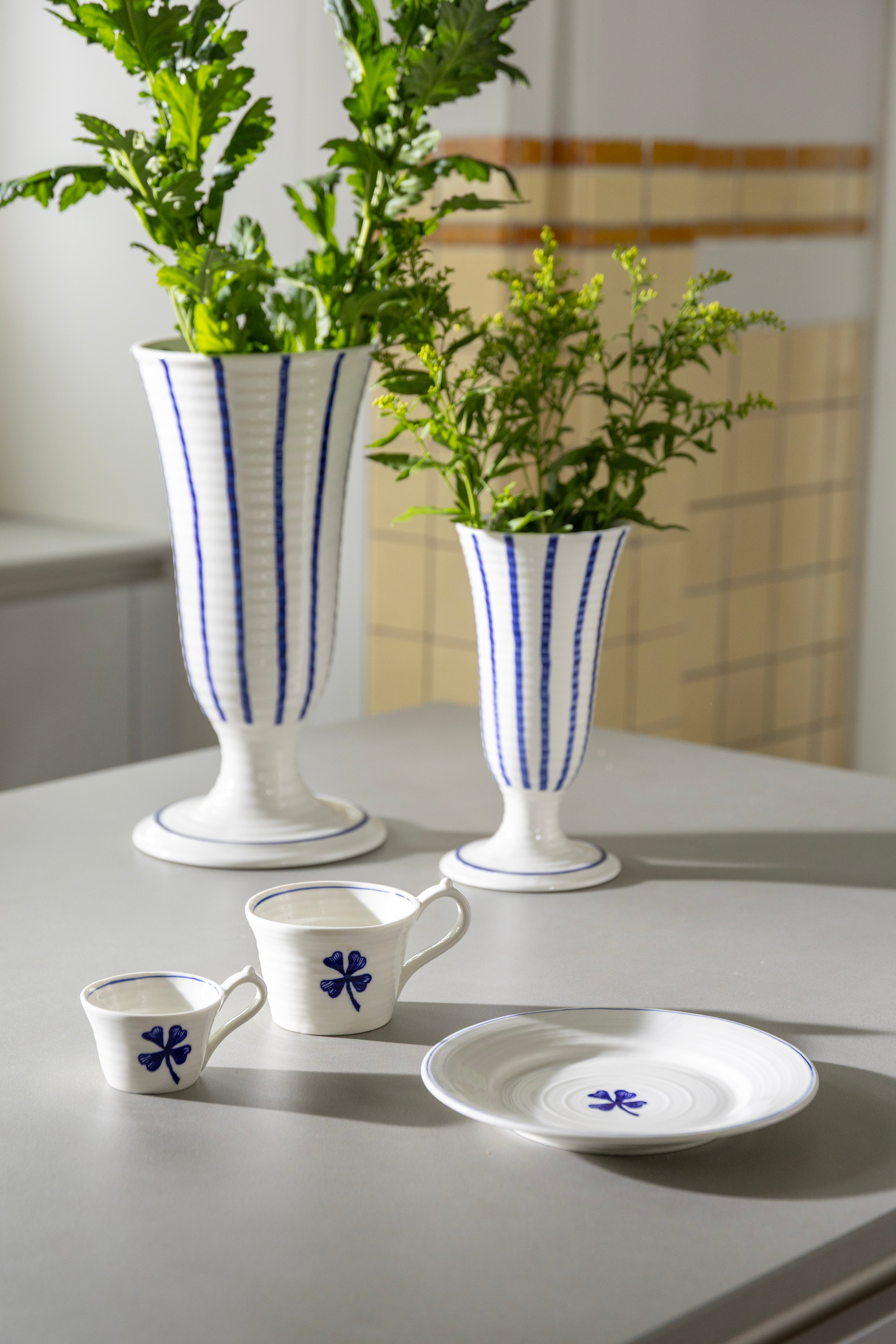 ANOUK LILIUM white vase with blue