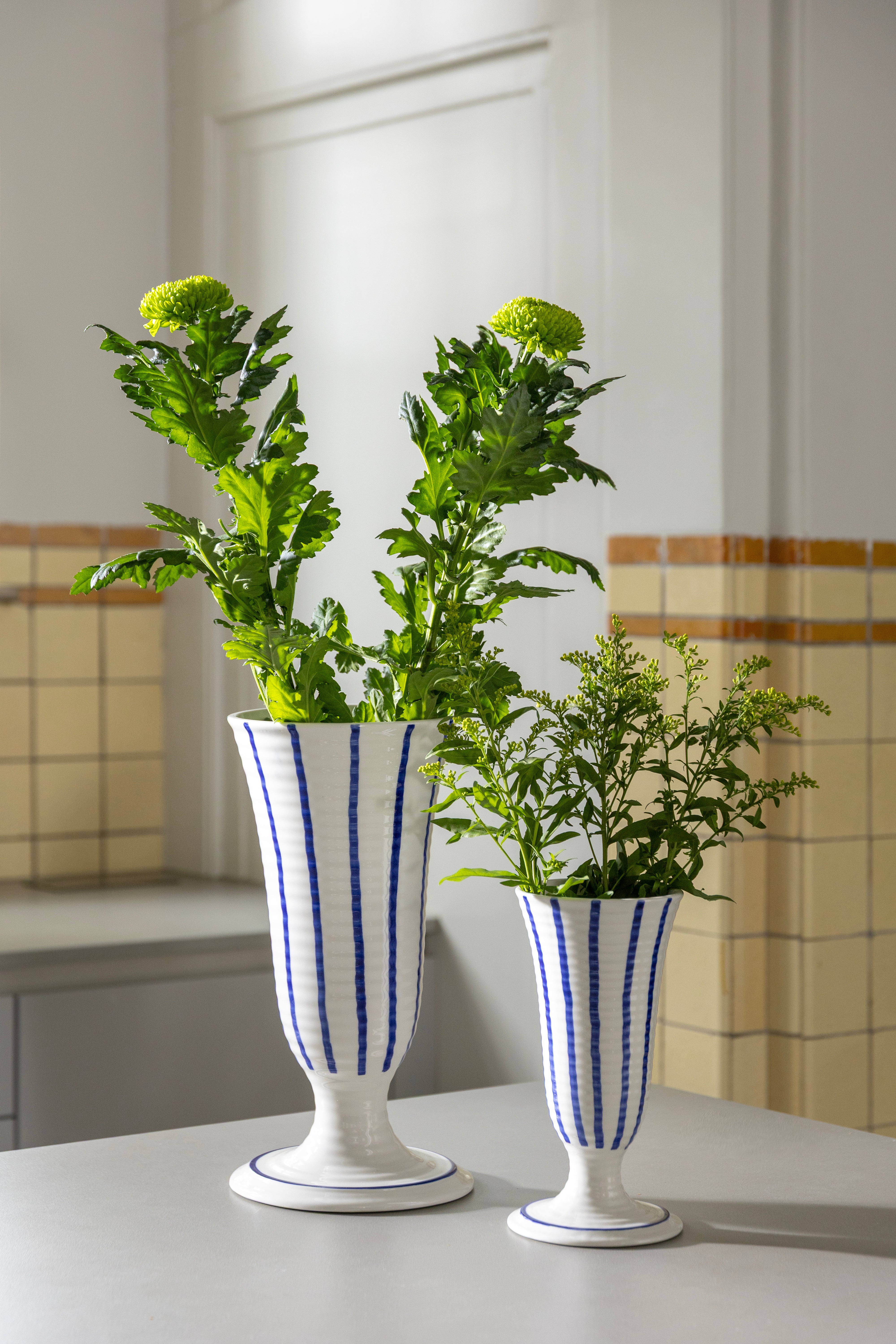 ANOUK LILIUM white vase with blue