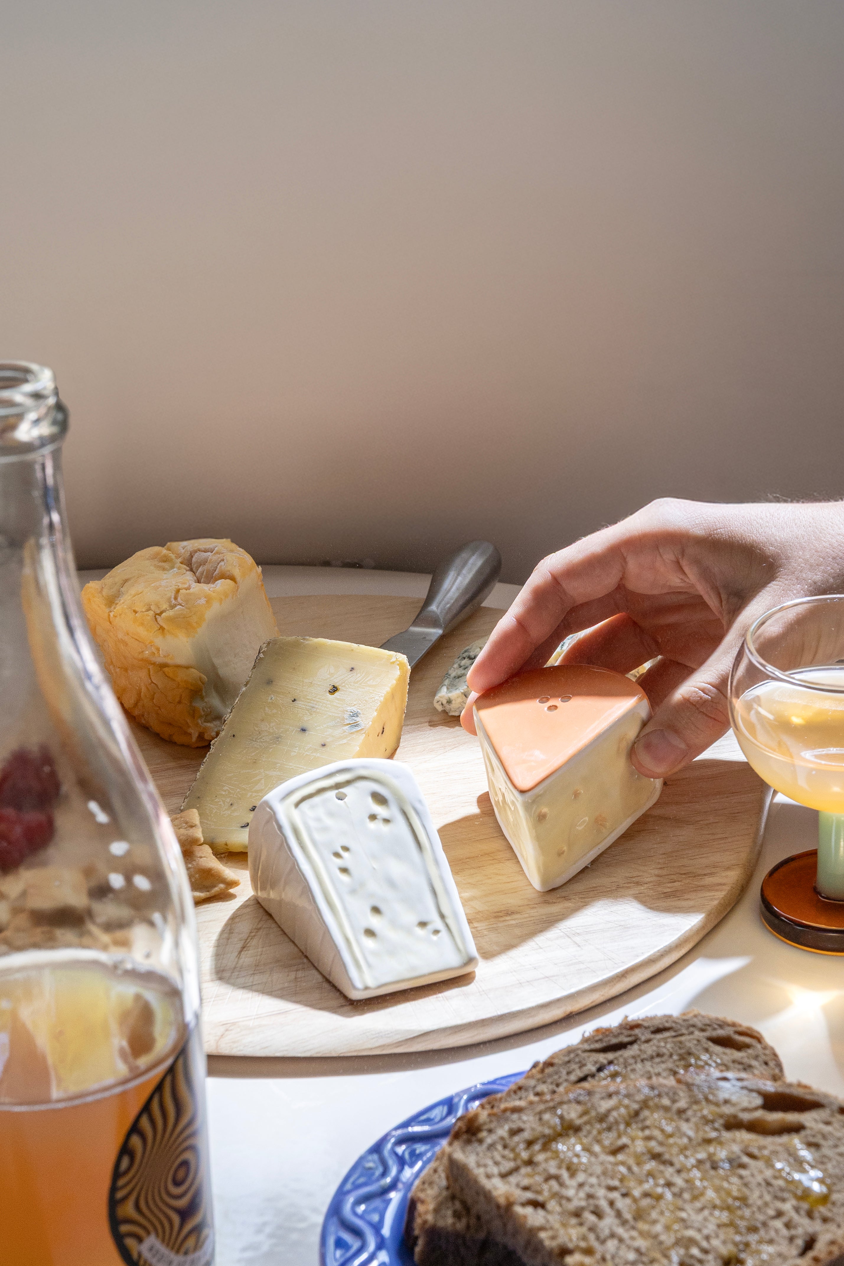 Cheese Salt and Pepper Shaker Set White with Orange