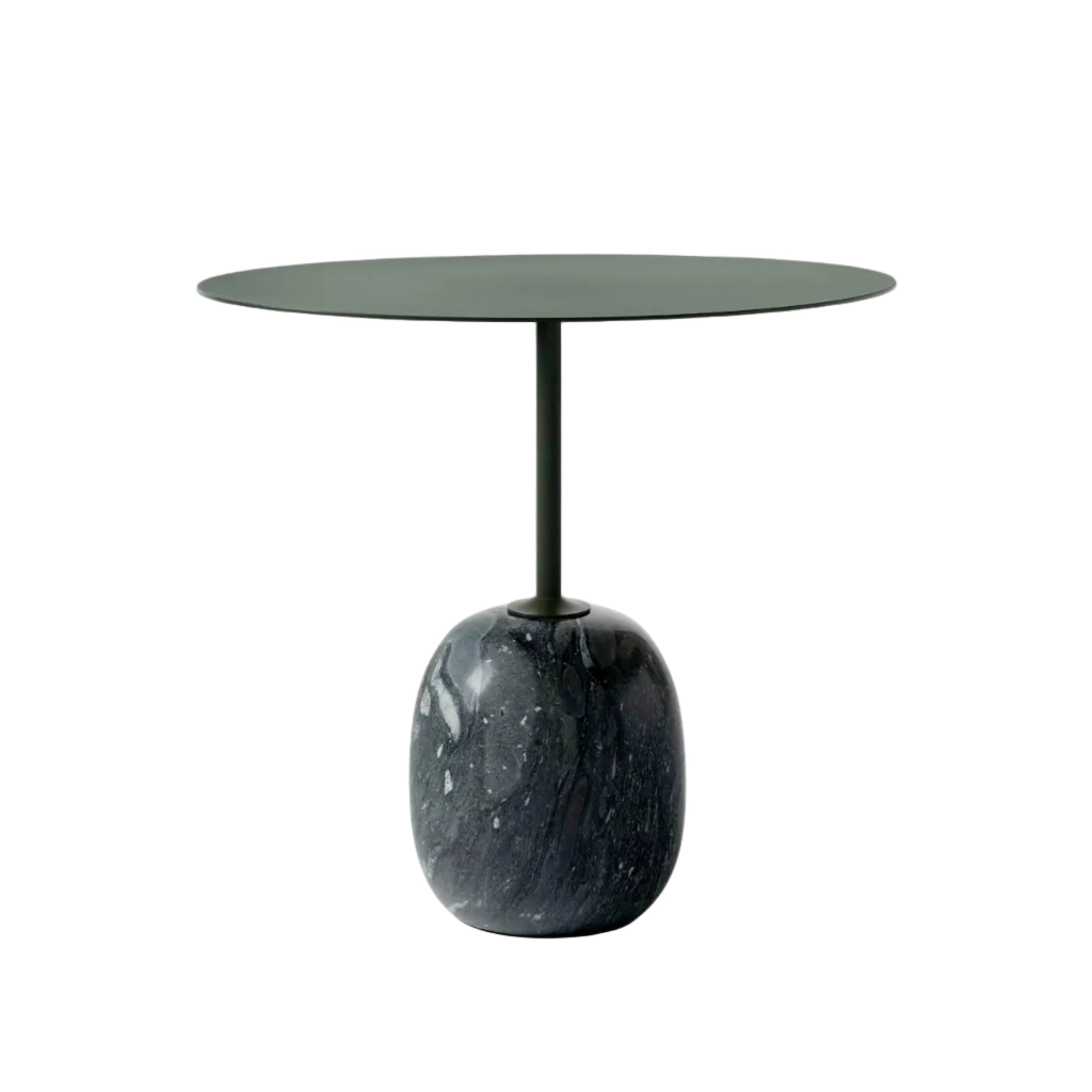 Side table LATO dark green top with gray-green marble base
