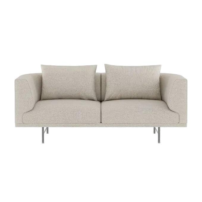Two-Seater Sofa CHIMNEY Light Gray Wavy Fabric with Steel Base