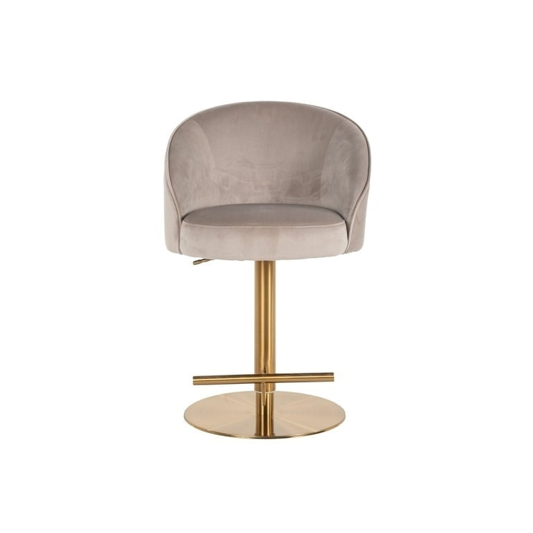 Bar chair is beige with a golden base