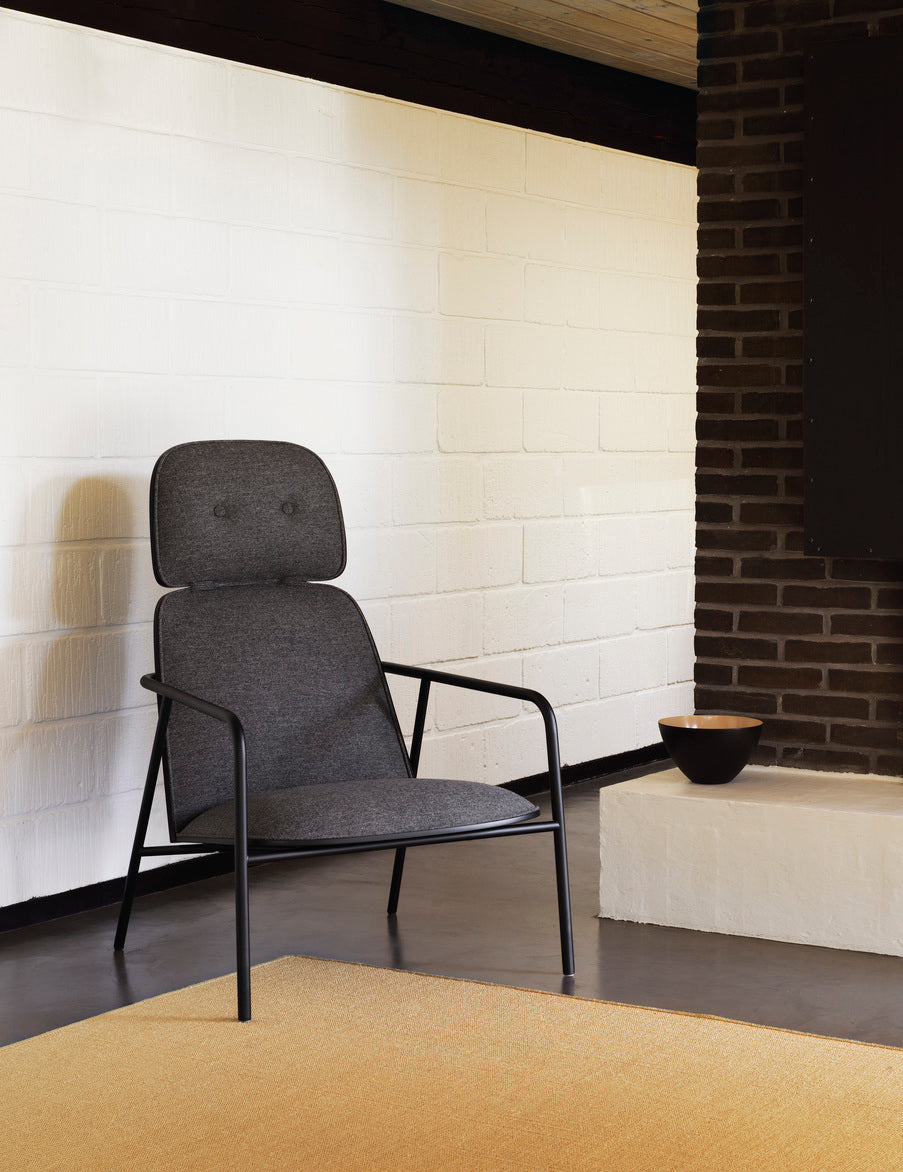 PAD armchair high black ash veneer with a black base