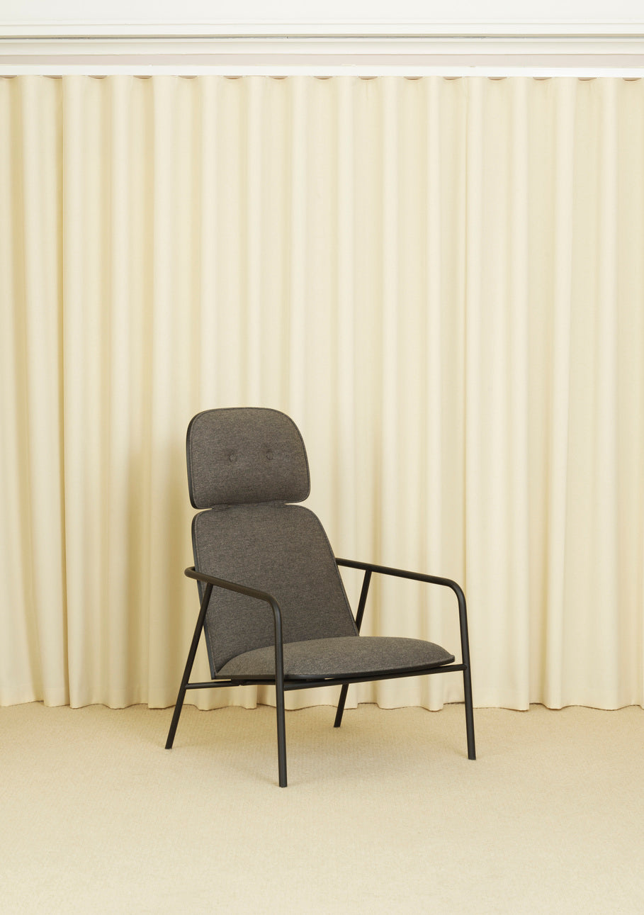 PAD armchair high black ash veneer with a black base
