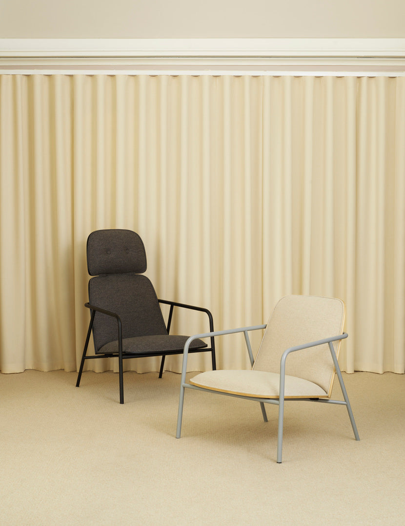 PAD armchair high black ash veneer with a black base