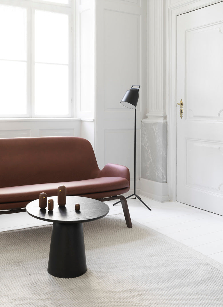 Upholstered sofa era black oak base