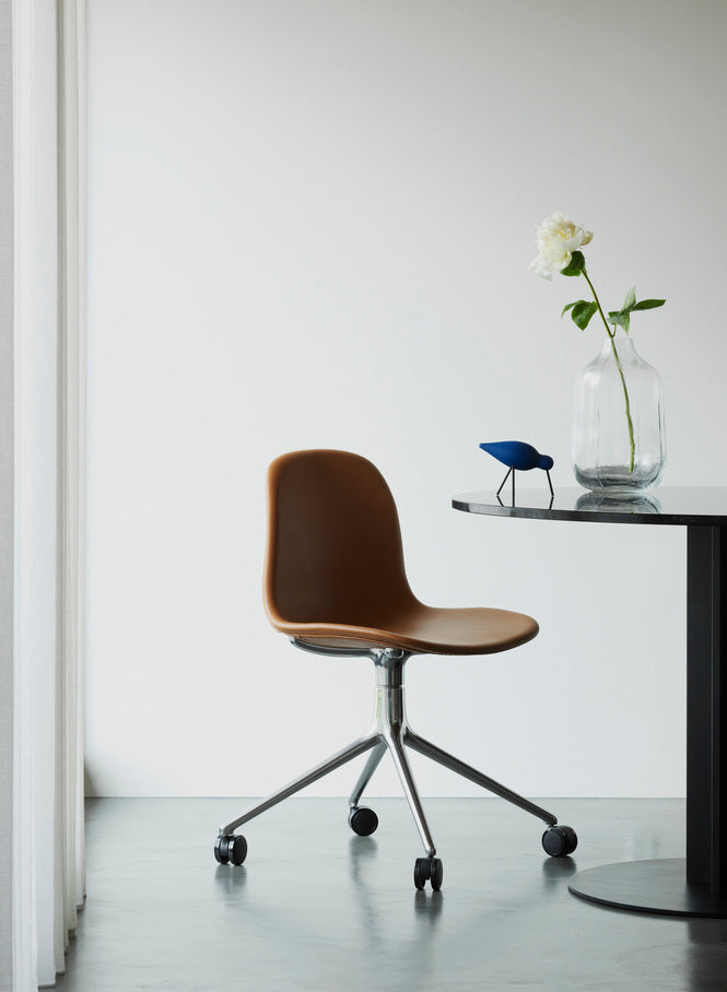 4W red office chair red with a black base on wheels