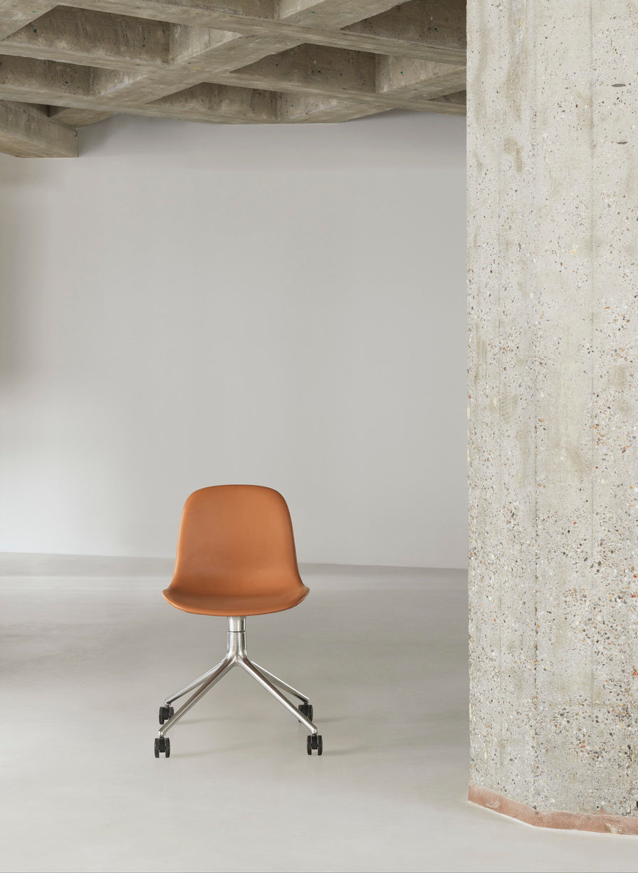 4W red office chair red with a black base on wheels