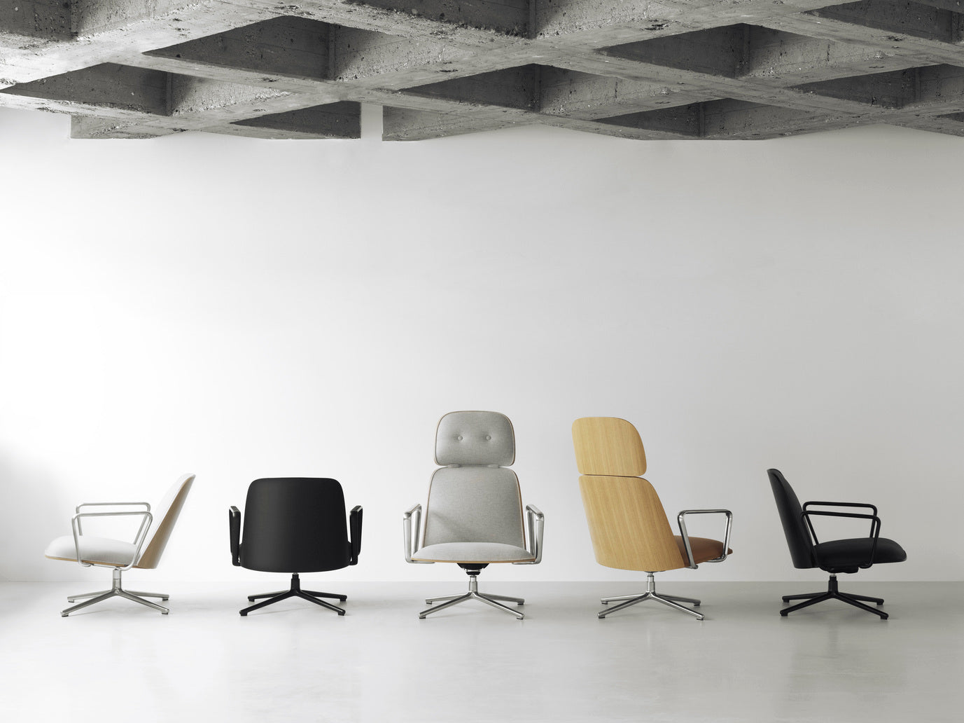 PAD armchair high black ash veneer with a black base