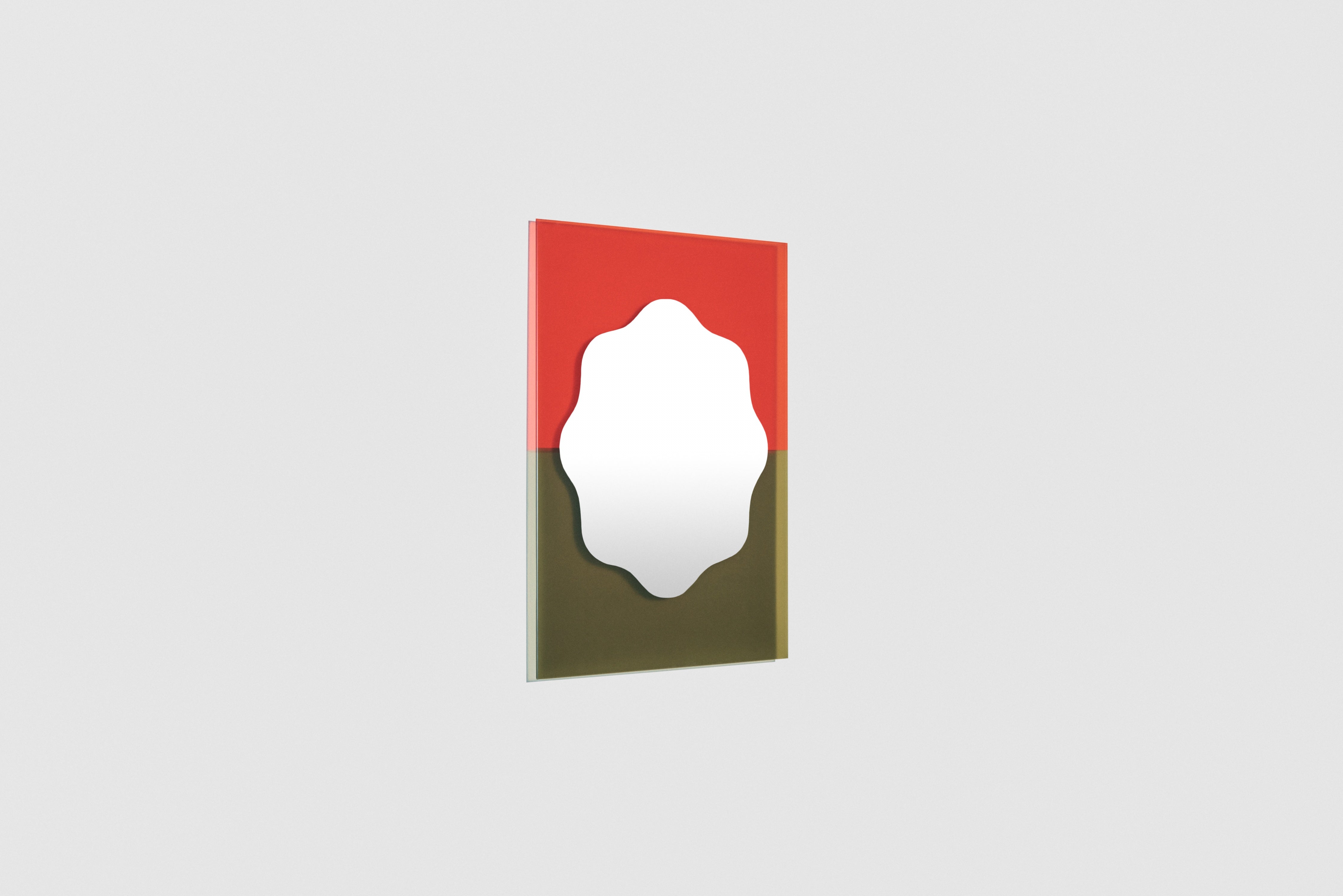 WANDER wall mirror in green with red