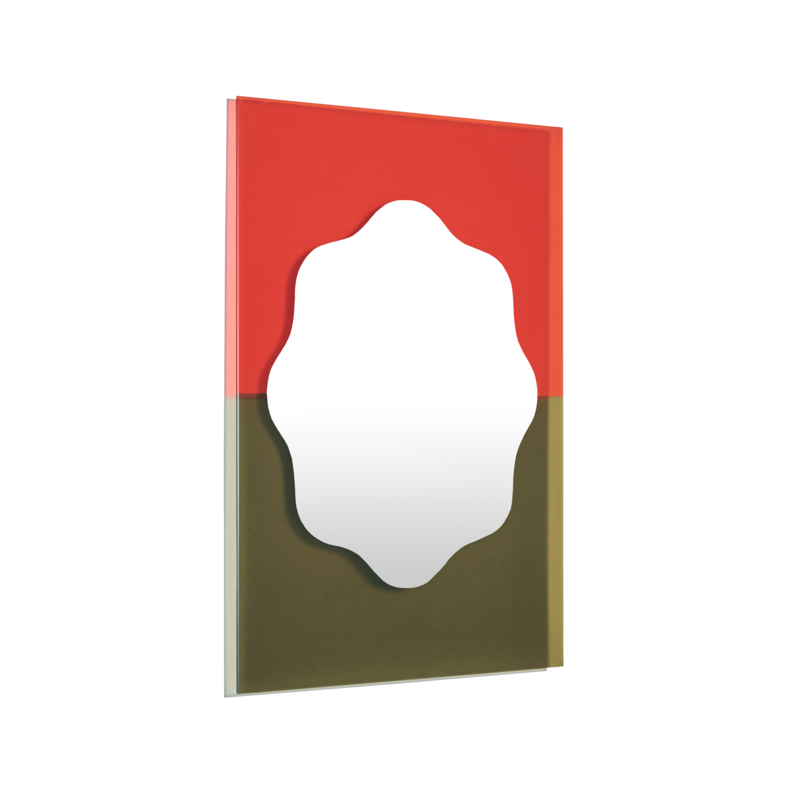 WANDER wall mirror in green with red