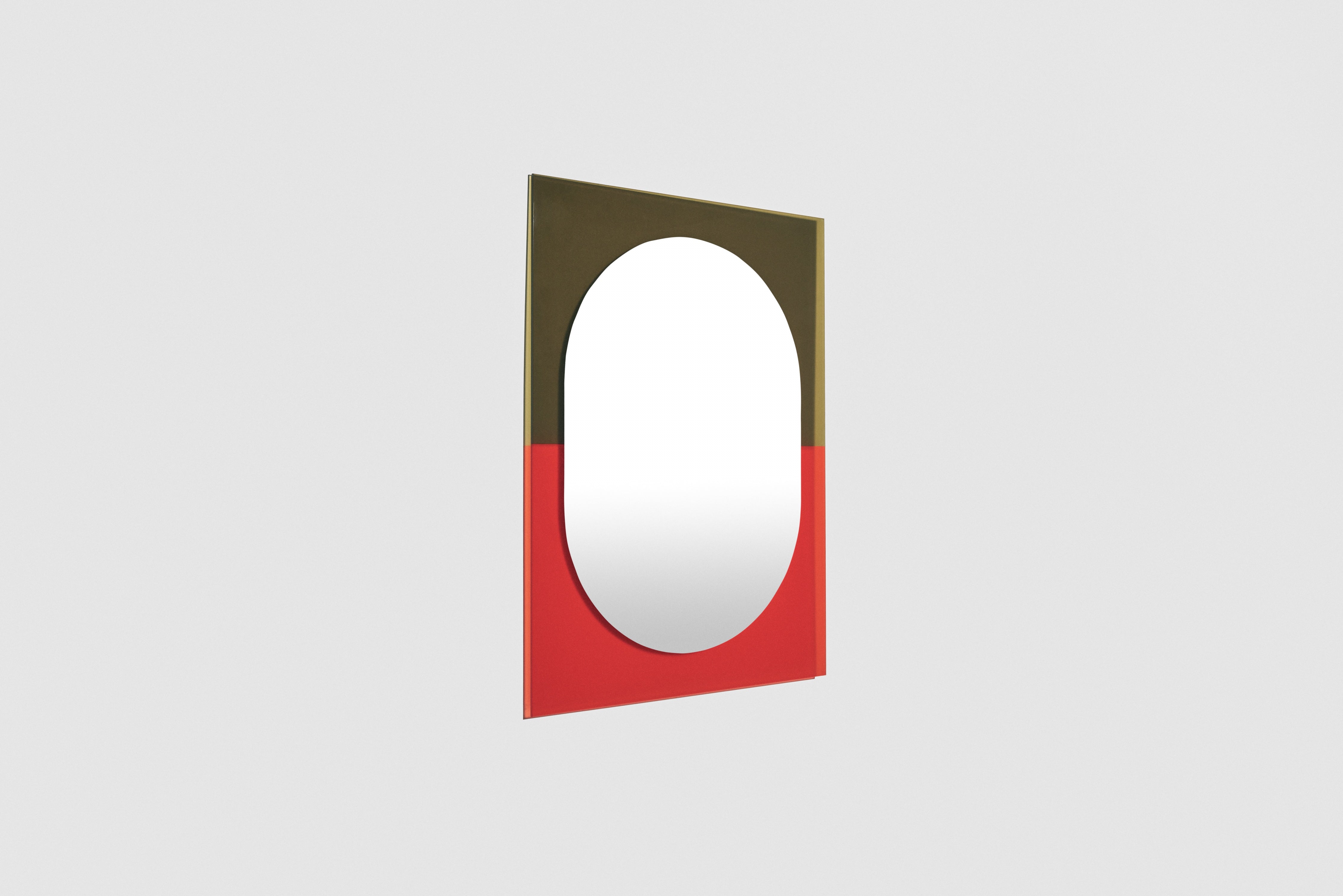 WANDER wall mirror in green with red