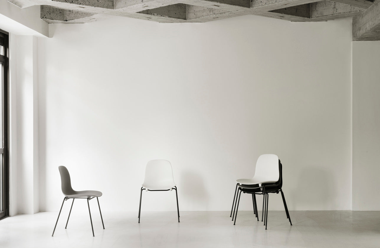 Chair of Forms Stacking White with a black base