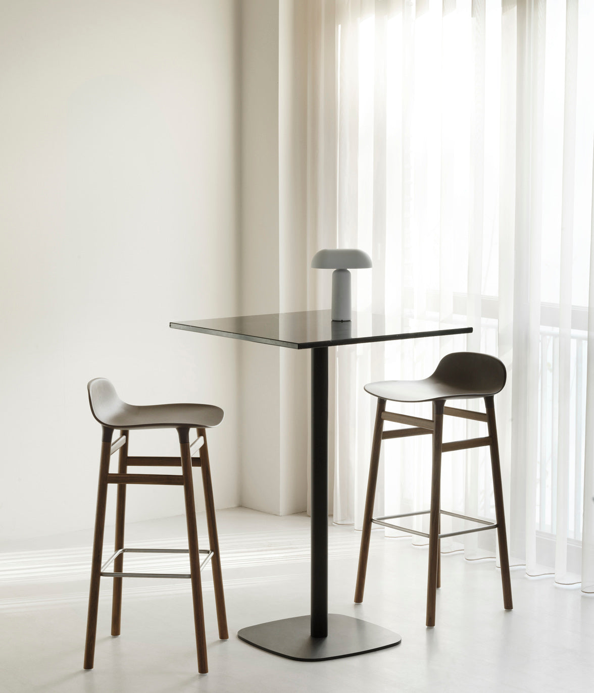 Hocker forms red with a black oak base