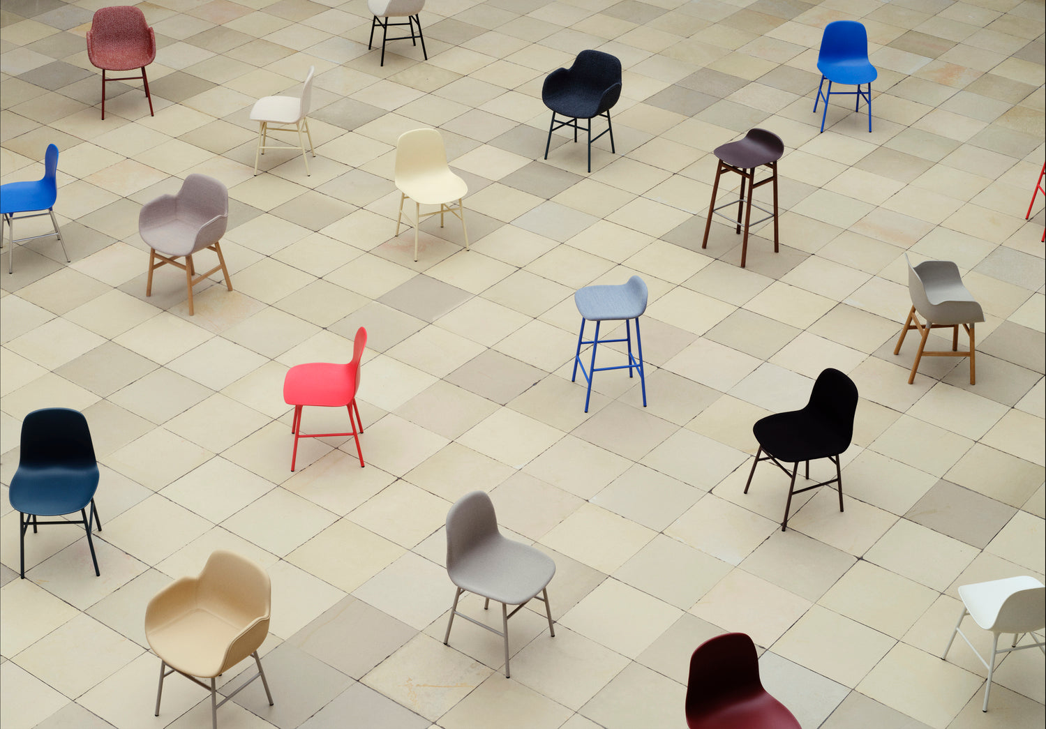 Chair Blue forms with a chrome base