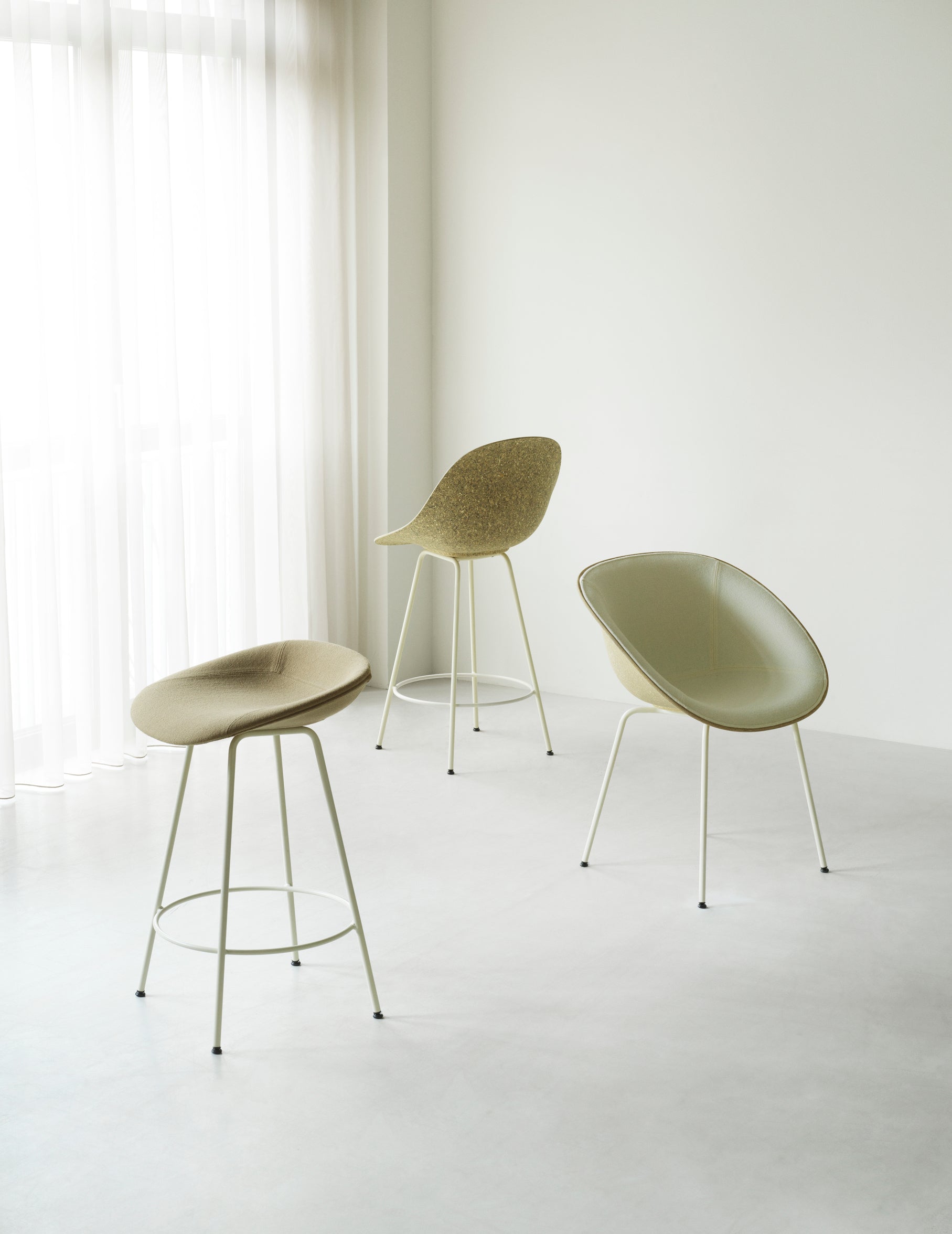 A chair upholstered mats with a black base