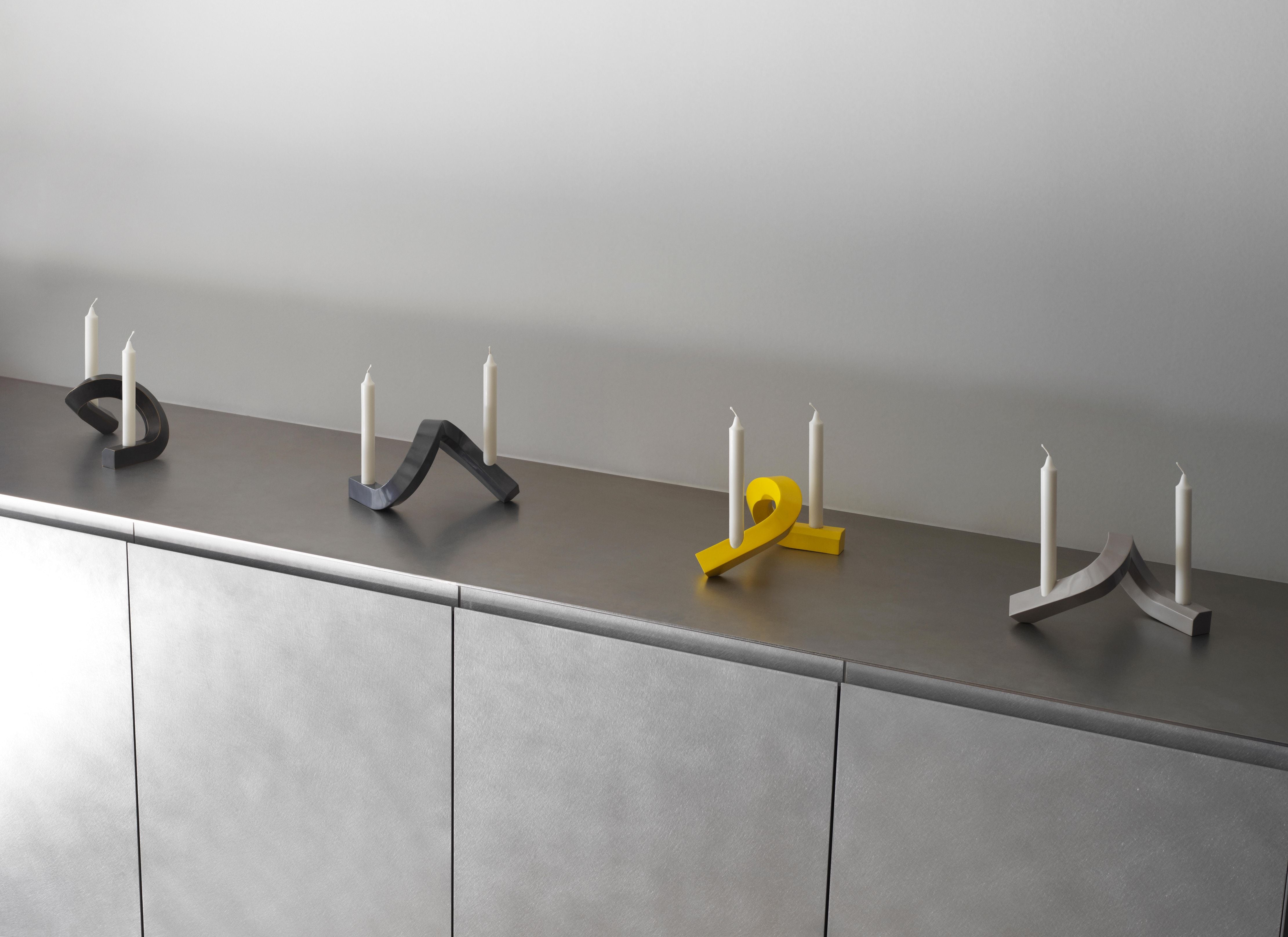 Kerzenhalter CROOKED TWO gelb