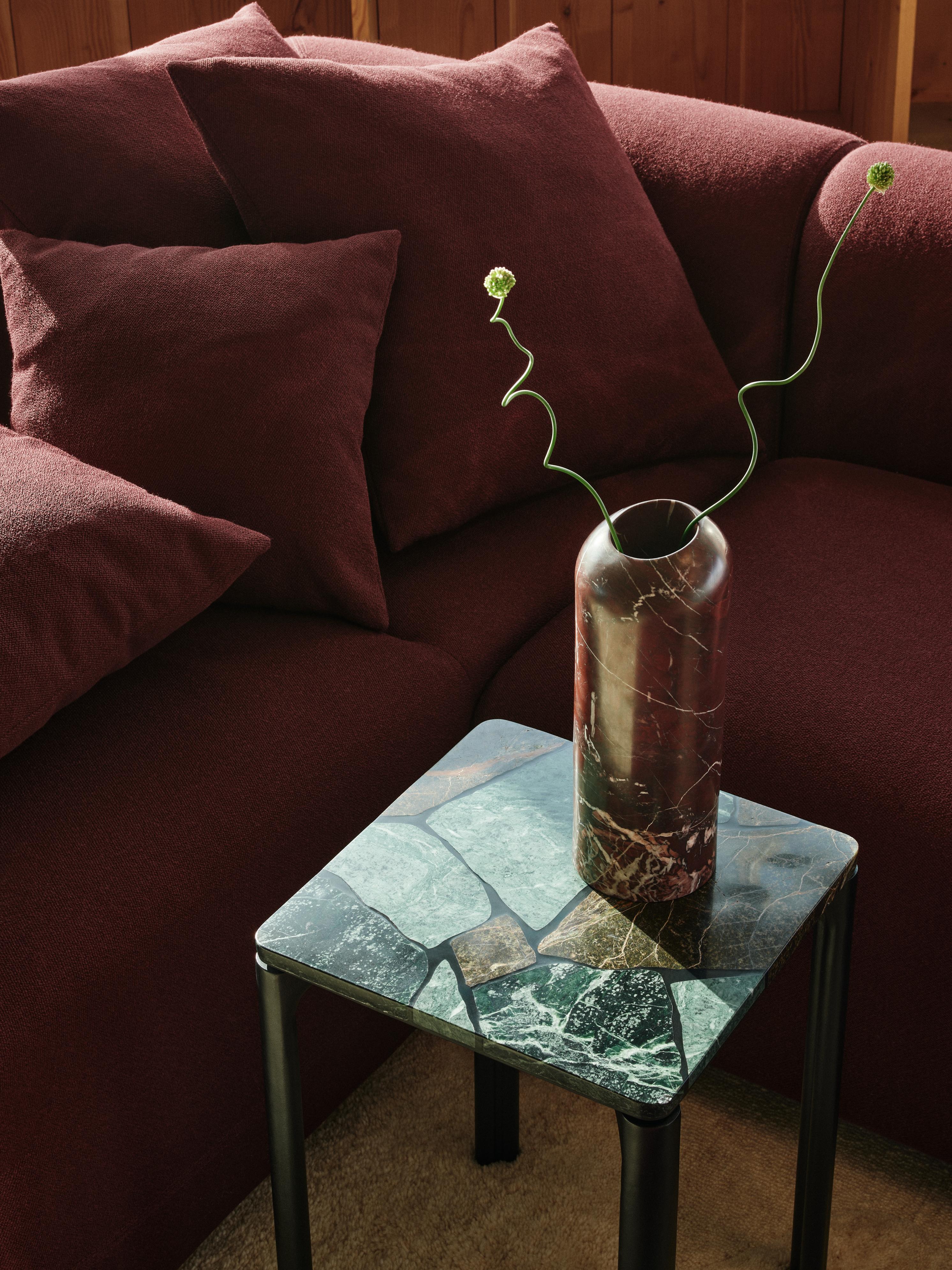 Boulder Vase in Burgundy Marble with Flamingo Design