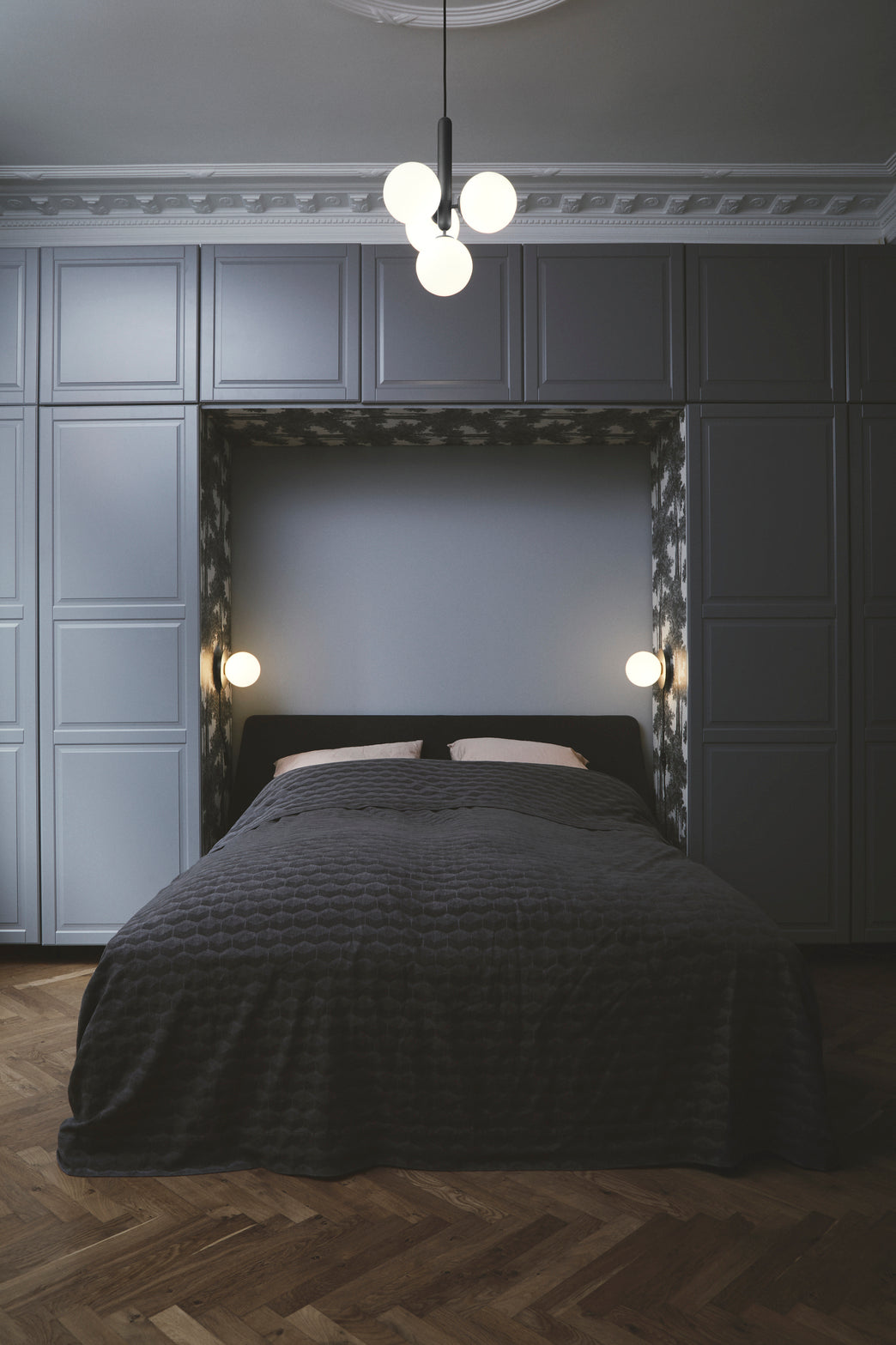 Recessed Wall Light LIILA in Silver with Opal Glass