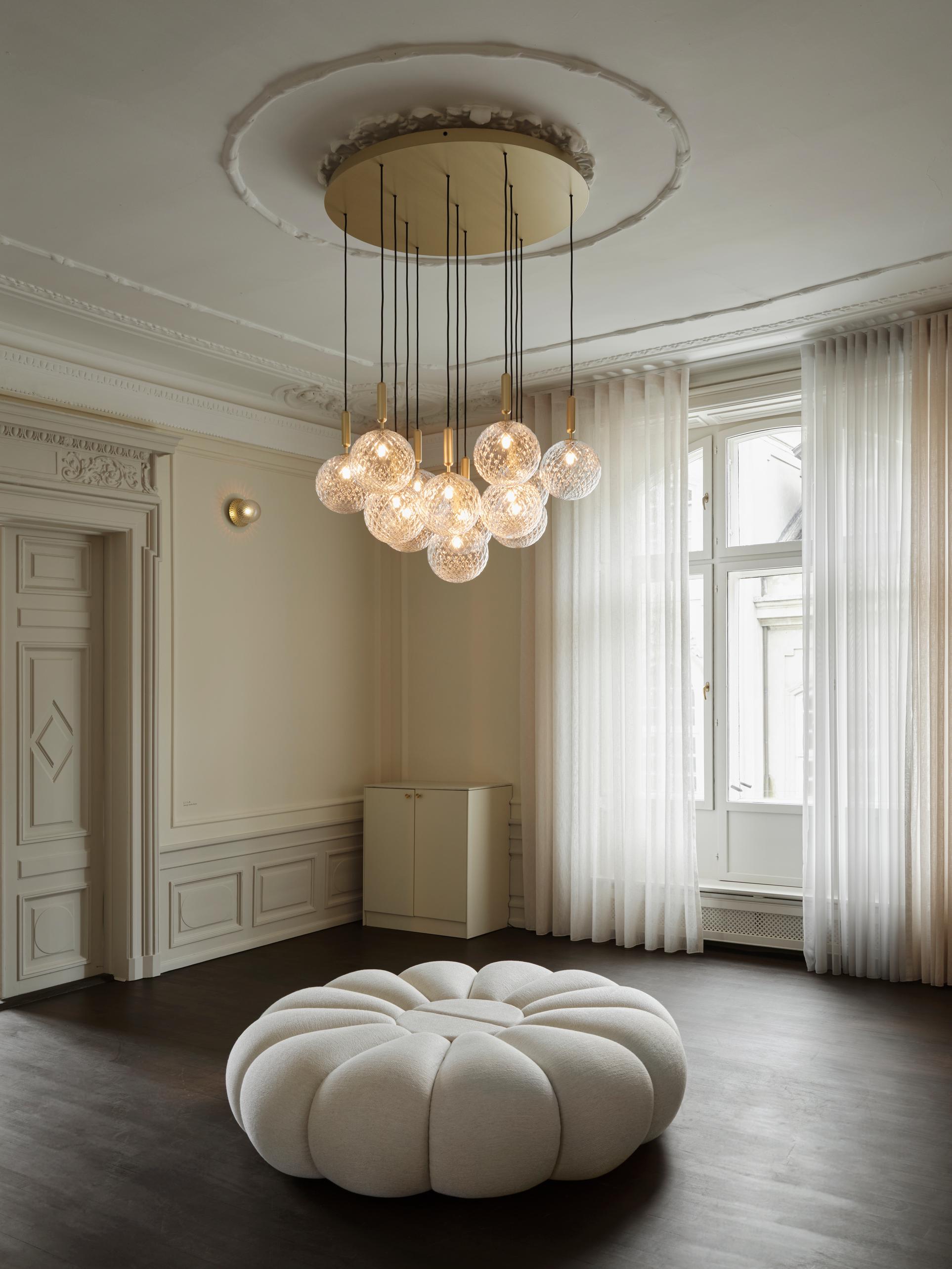MIIRA 13 Pendant Lamp in Brass with Opal Glass