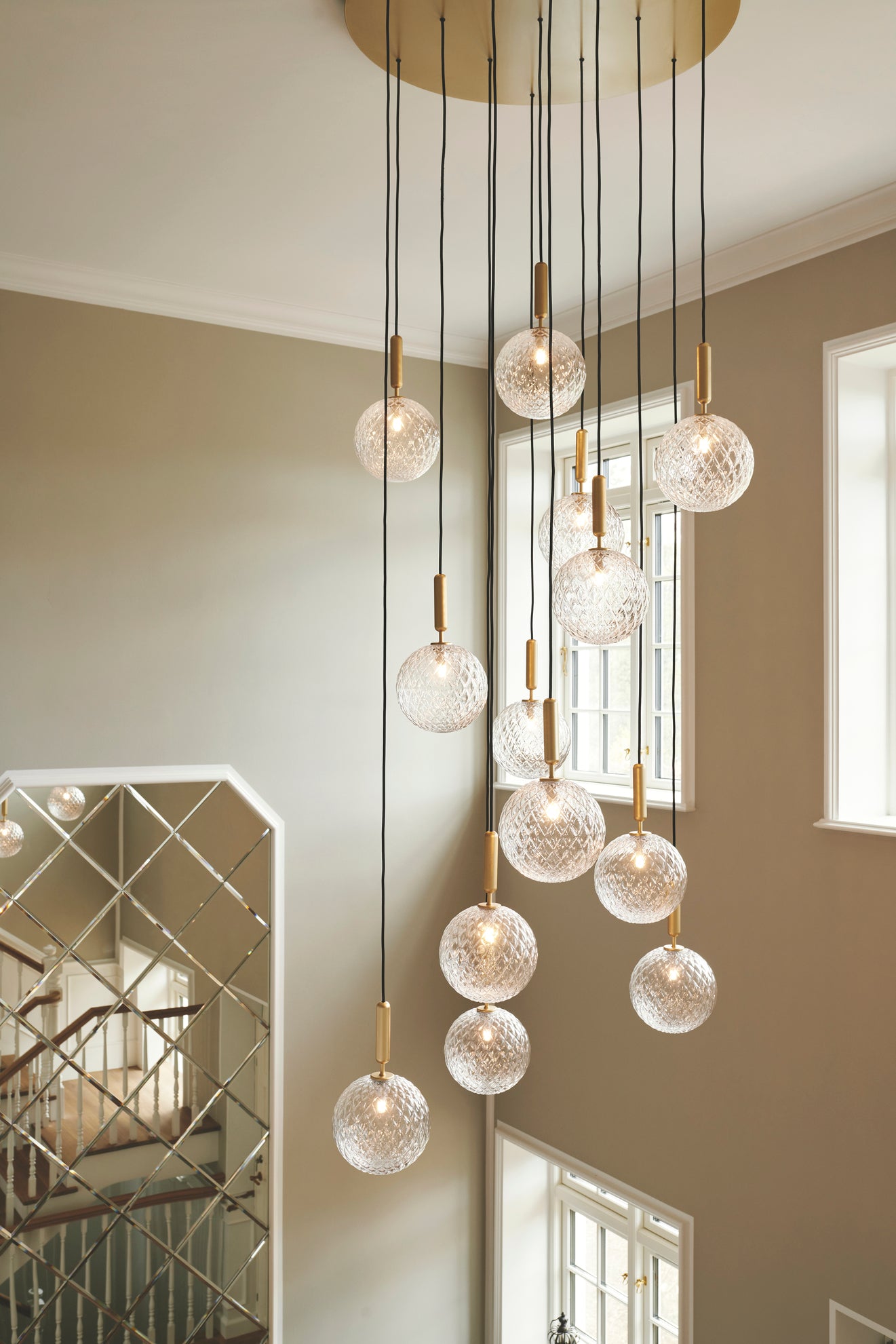 MIIRA 13 Pendant Lamp in Brass with Opal Glass