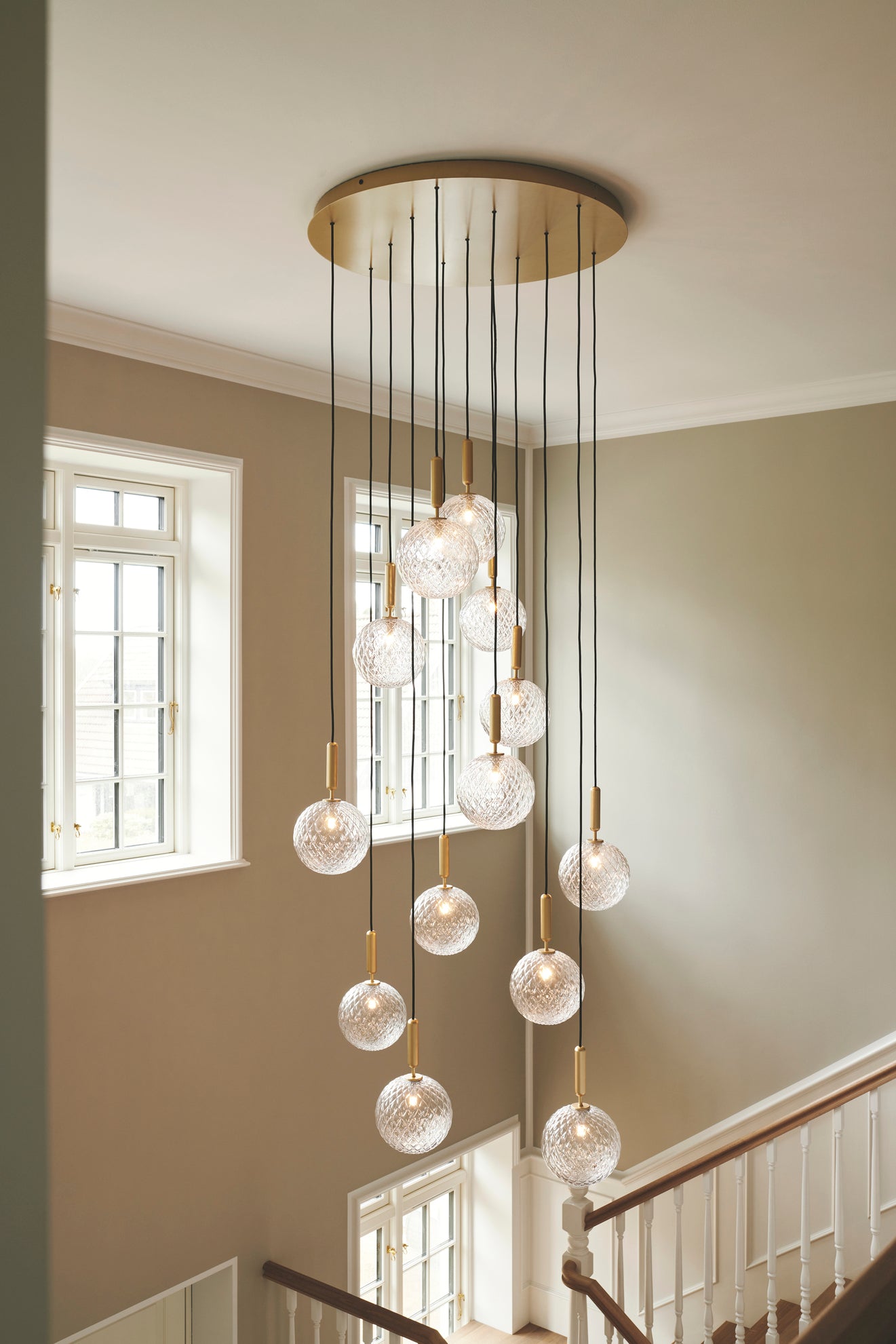 MIIRA 13 Pendant Lamp in Brass with Opal Glass