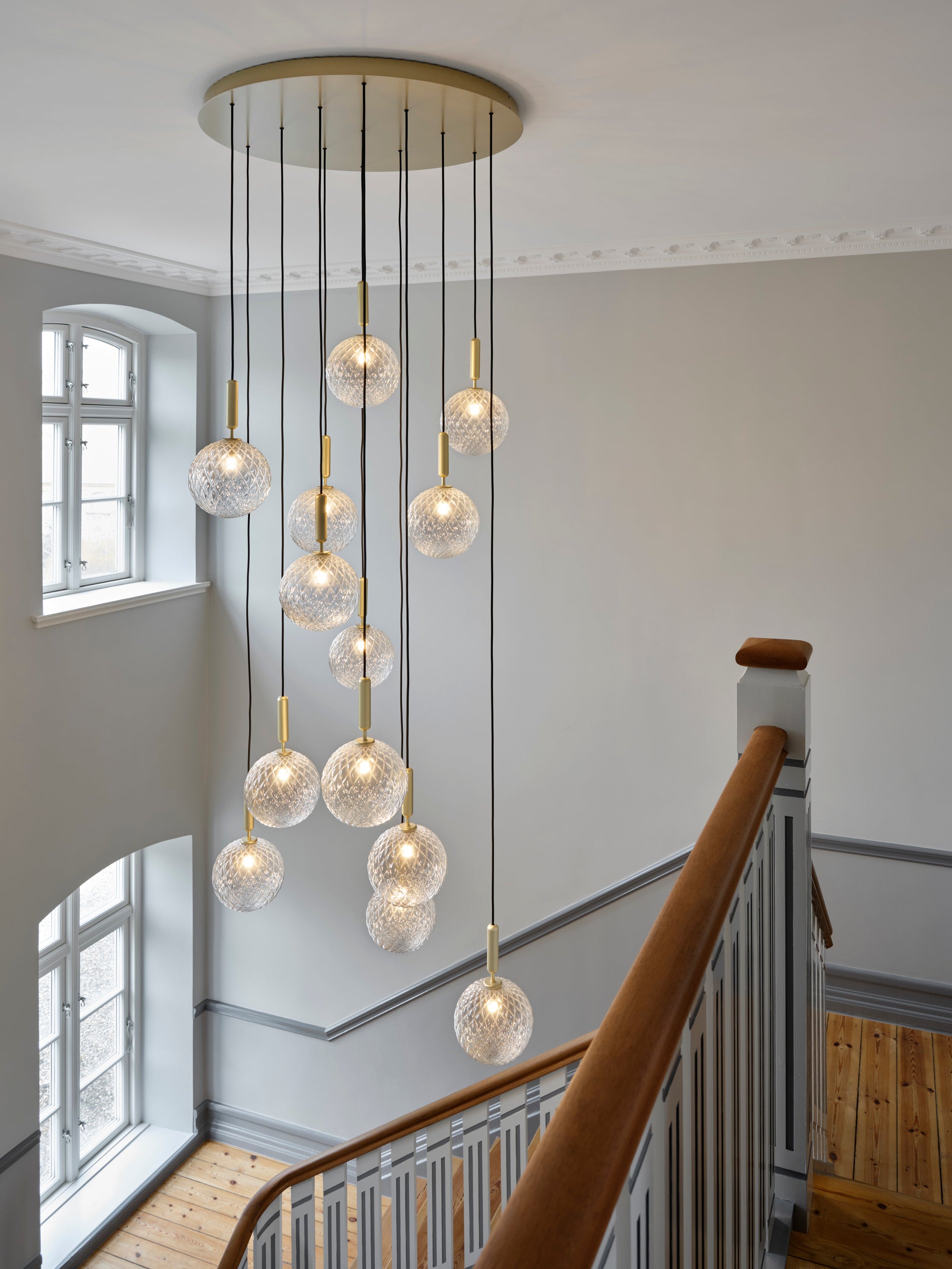 MIIRA 13 Pendant Lamp in Brass with Opal Glass