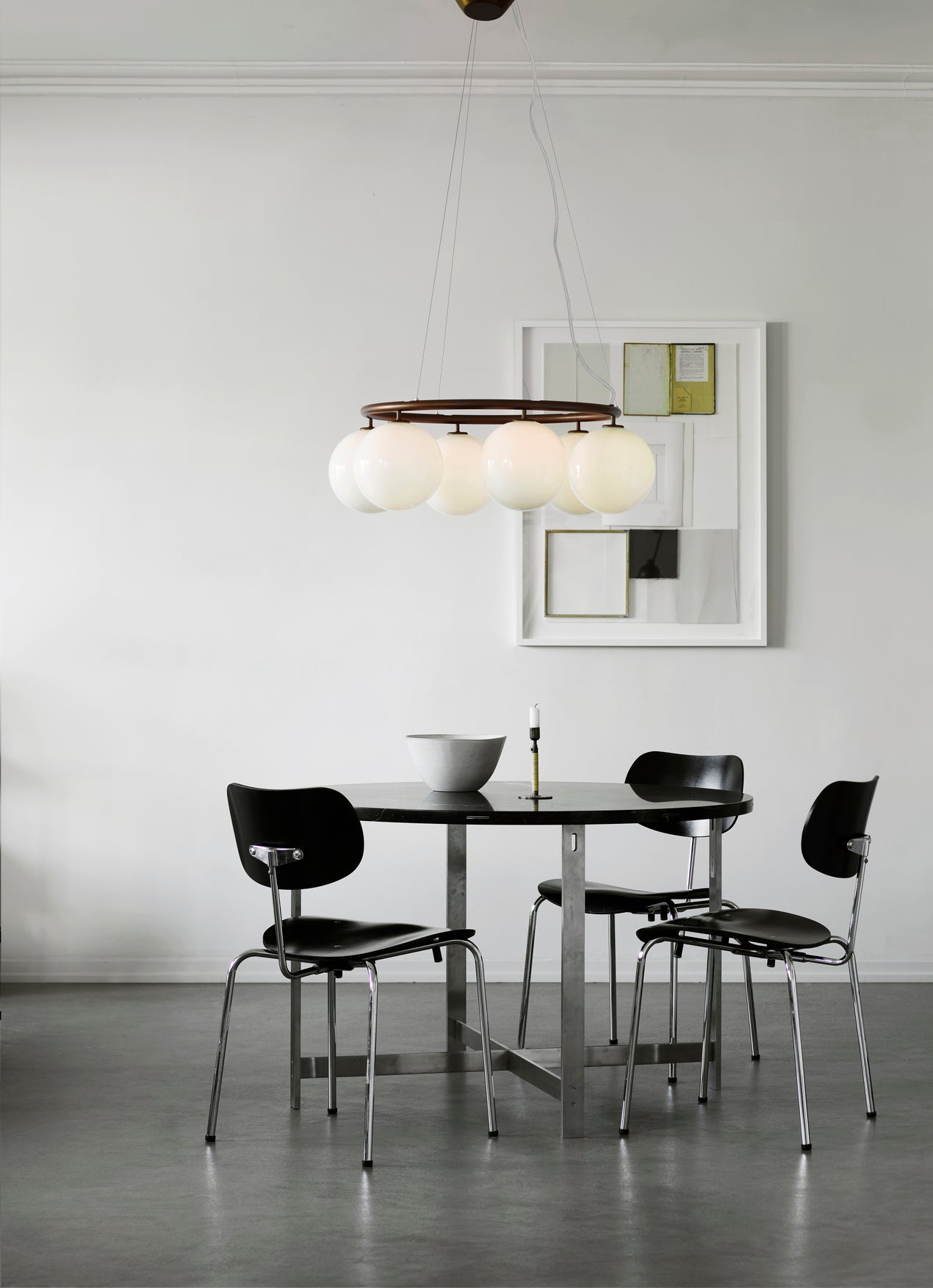 MIIRA 6 CIRCULAR Pendant Lamp Dark Brown with Opal Glass