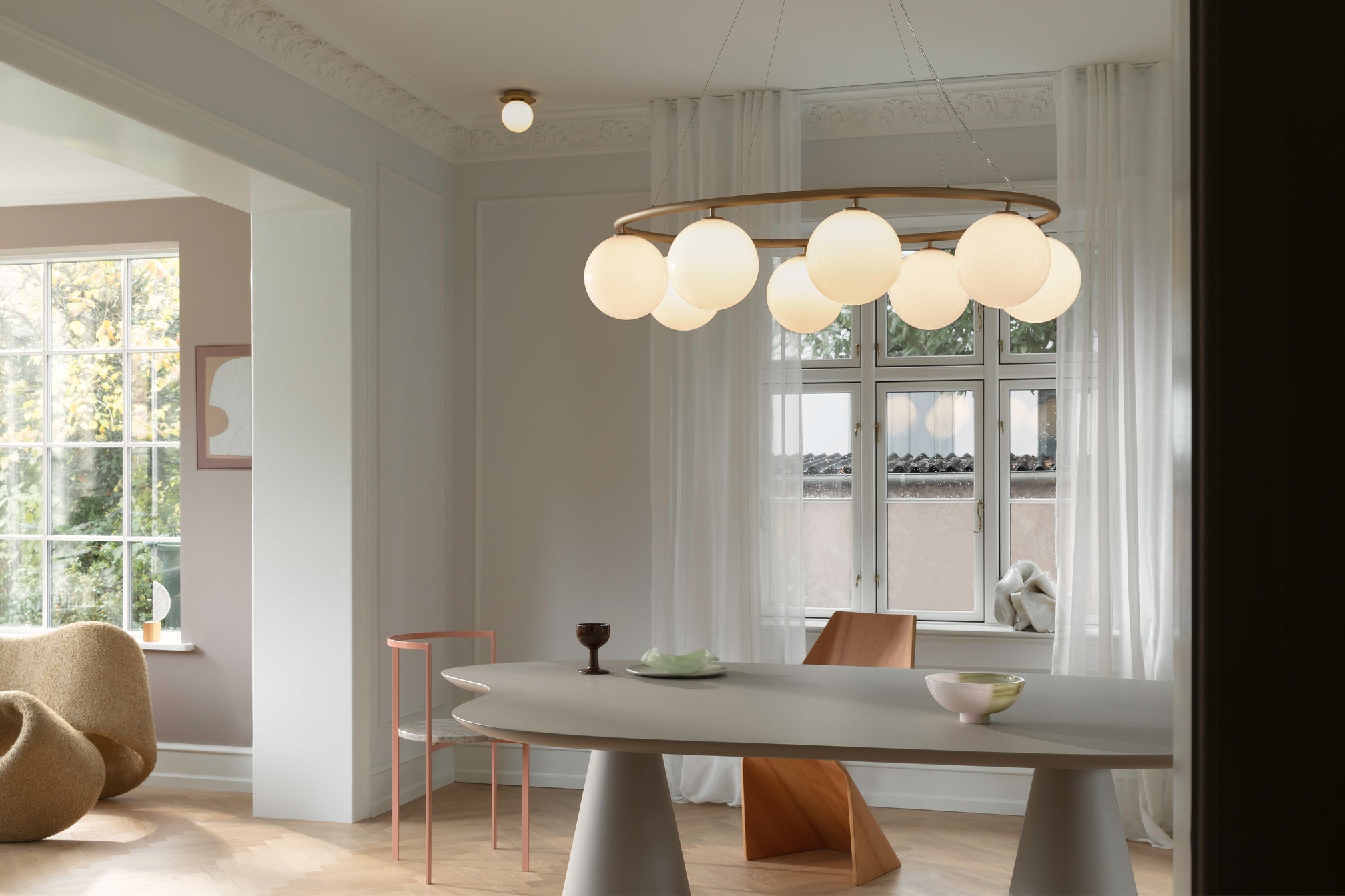 LIILA Gold Recessed Wall Sconce with Opal Glass
