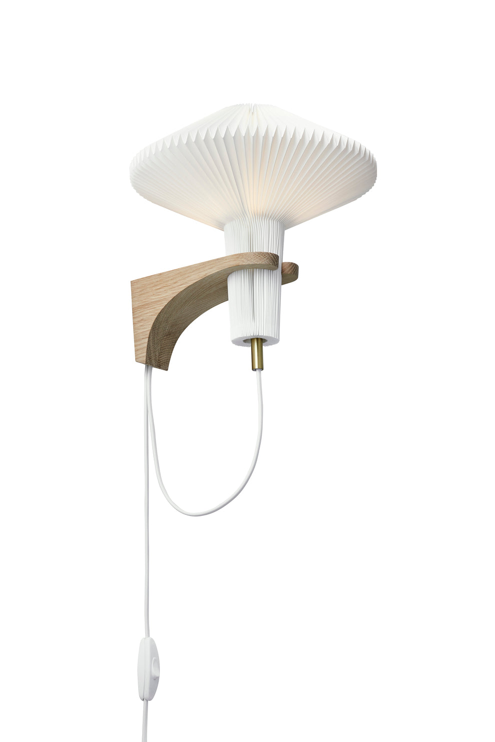 Wall lamp MODEL 204 MUSHROOM white with a light oak base