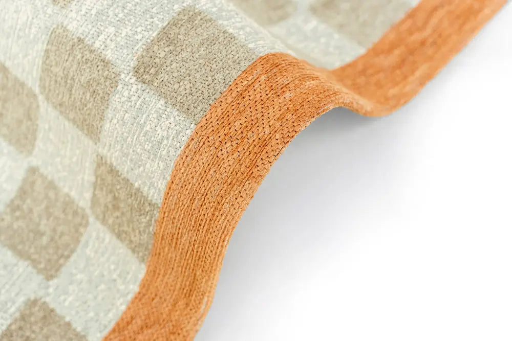 CHESS GREYHOUND Beige Rug with White and Orange