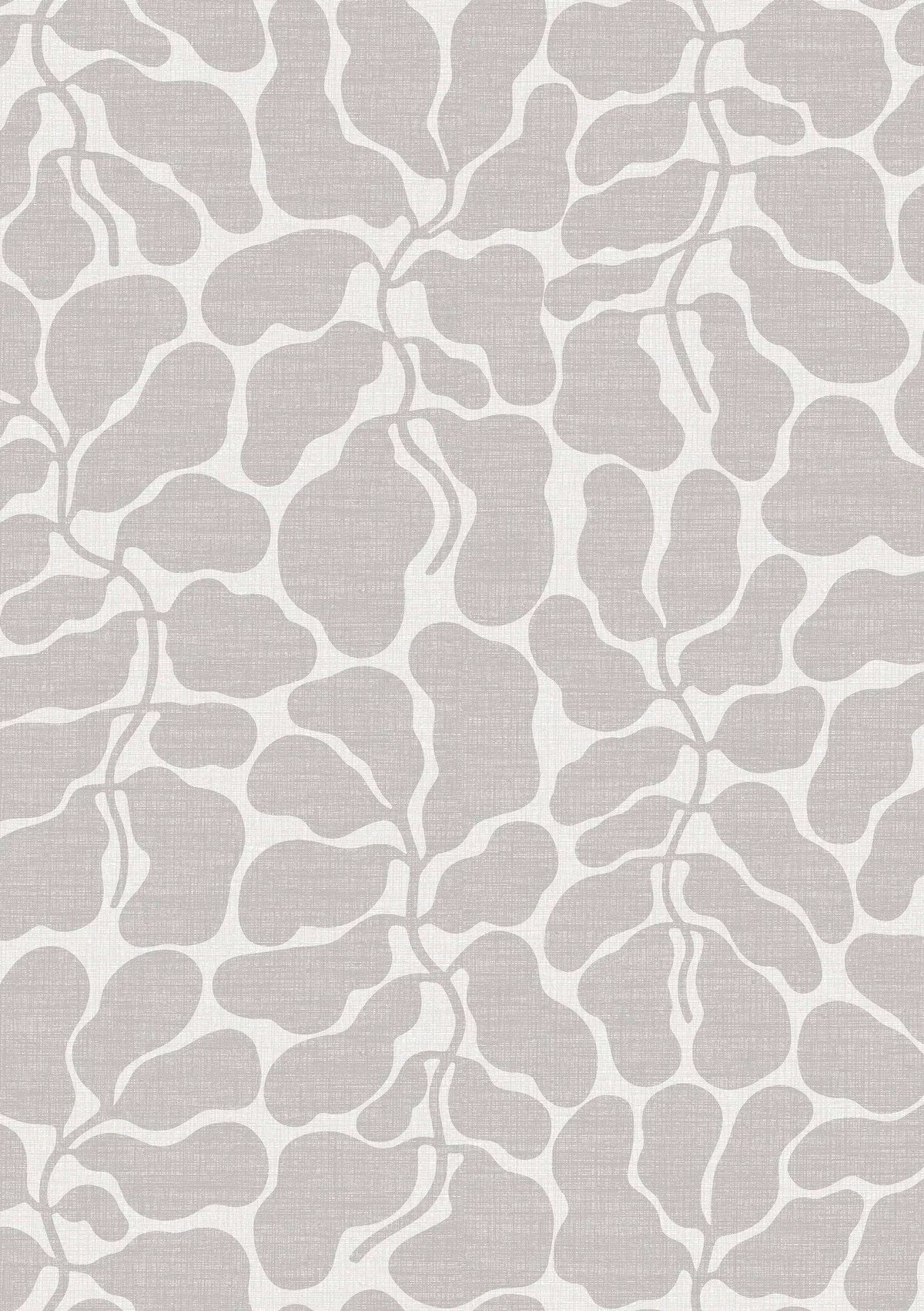Non-woven paper wallpaper with a botanical pattern MY SECRET GARDEN gray with white