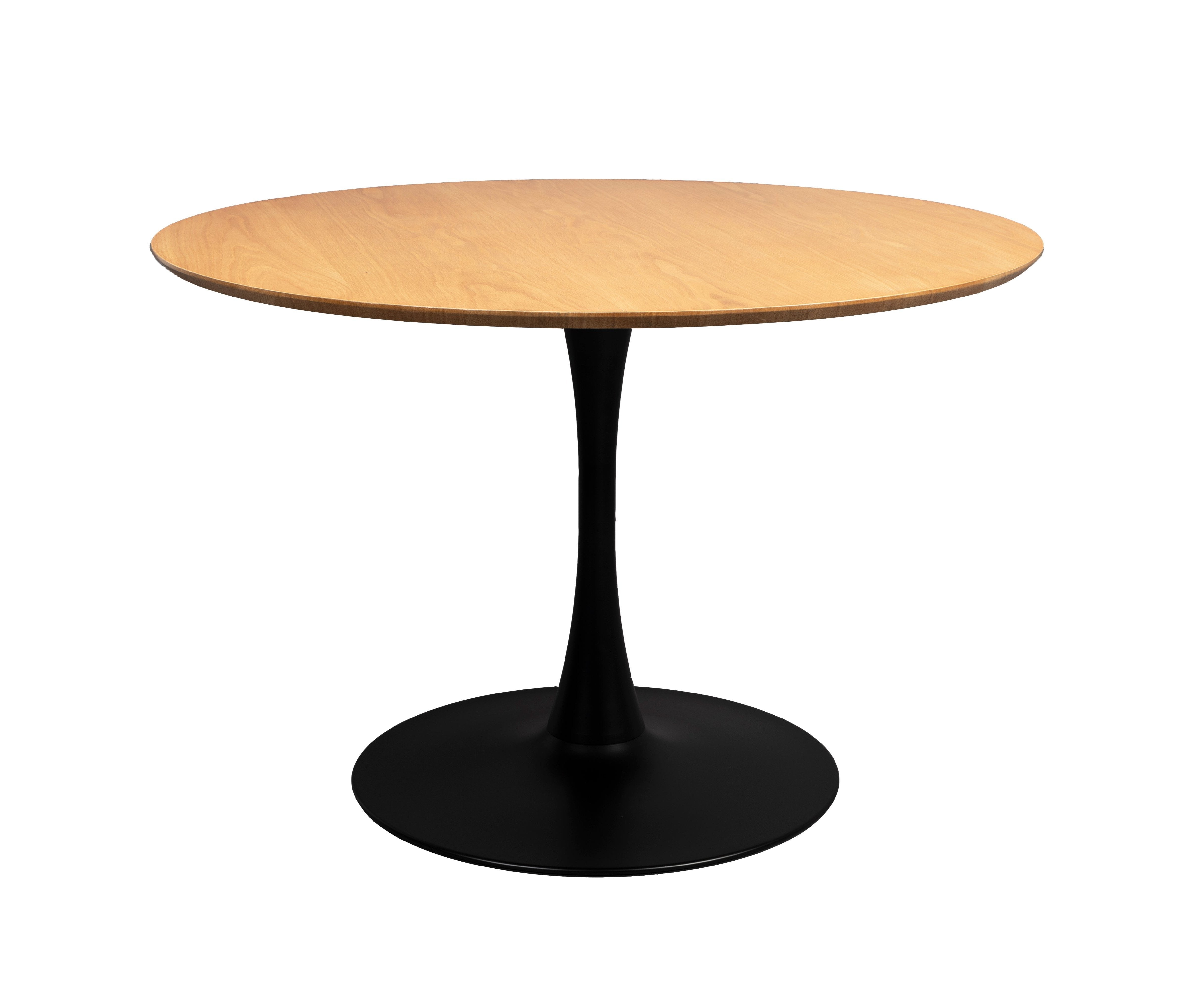 Round Table Cancer Oak Veneer with a black base