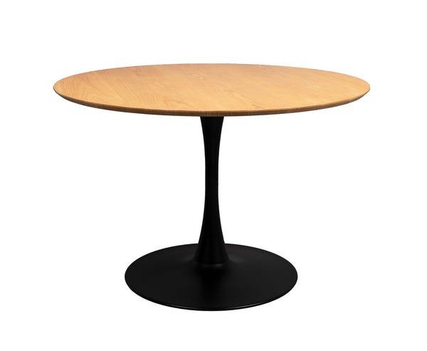 Round Table Cancer Oak Veneer with a black base