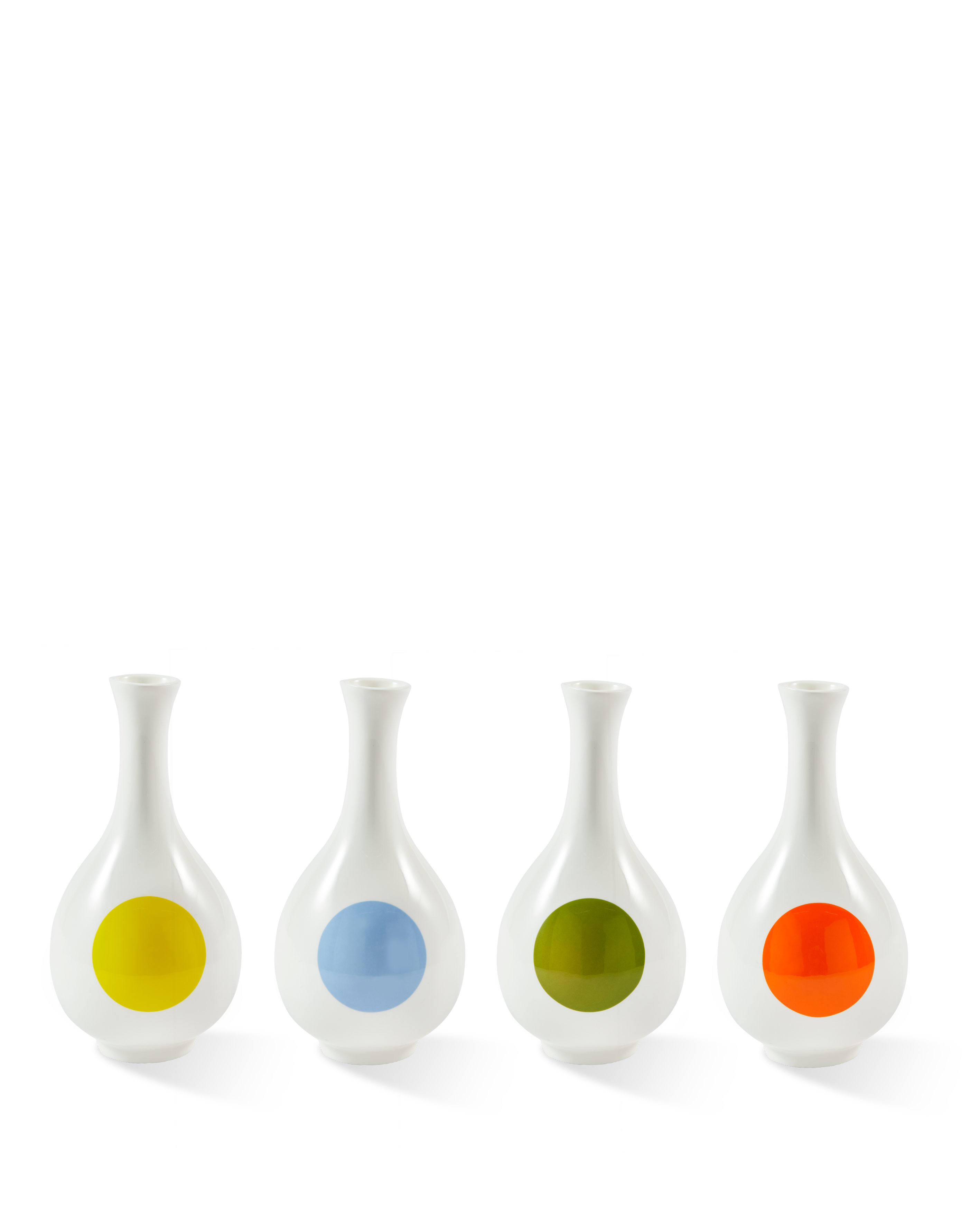 SMALL BIRD White Vase with Orange and Blue