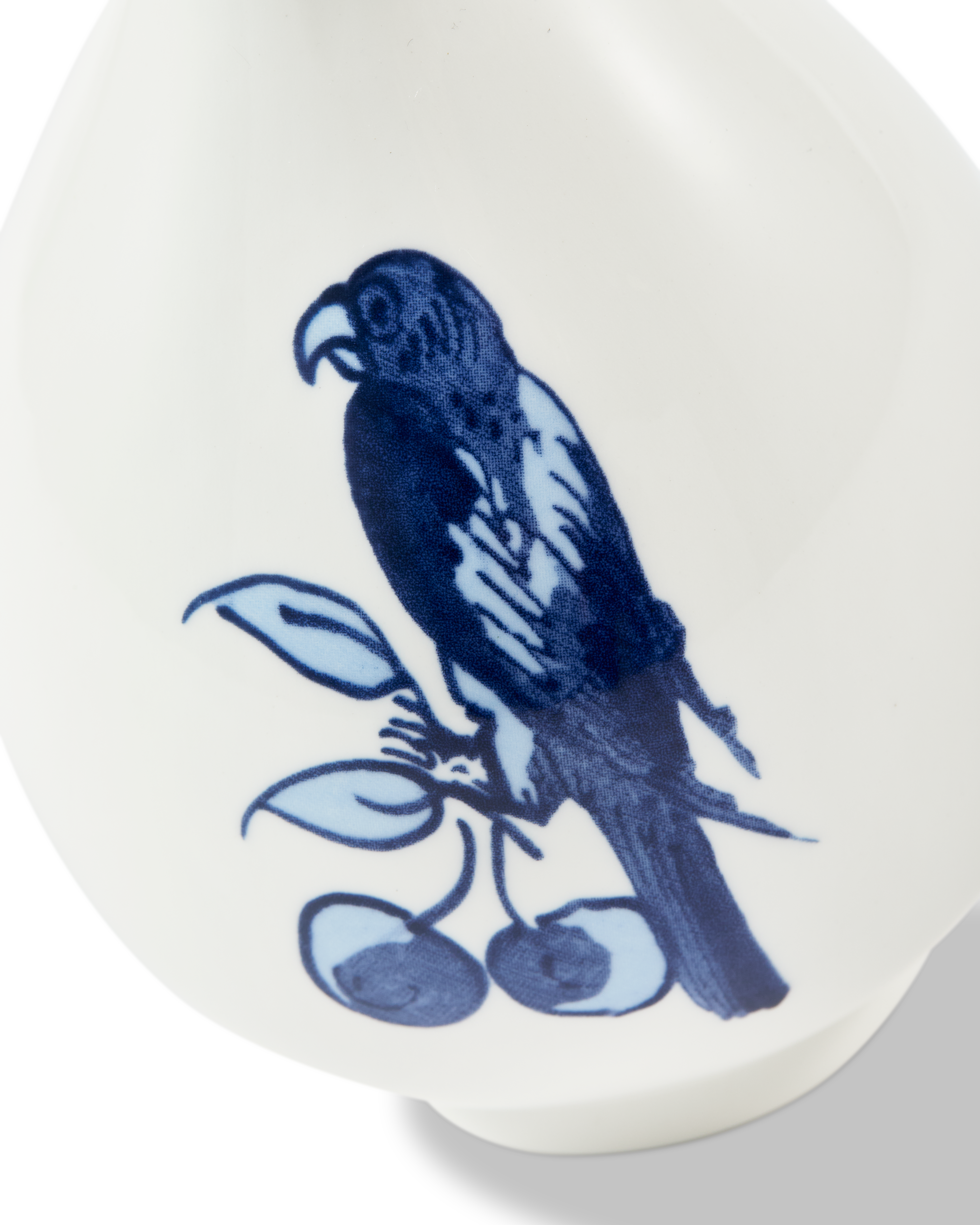 SMALL BIRD White Vase with Olive and Blue