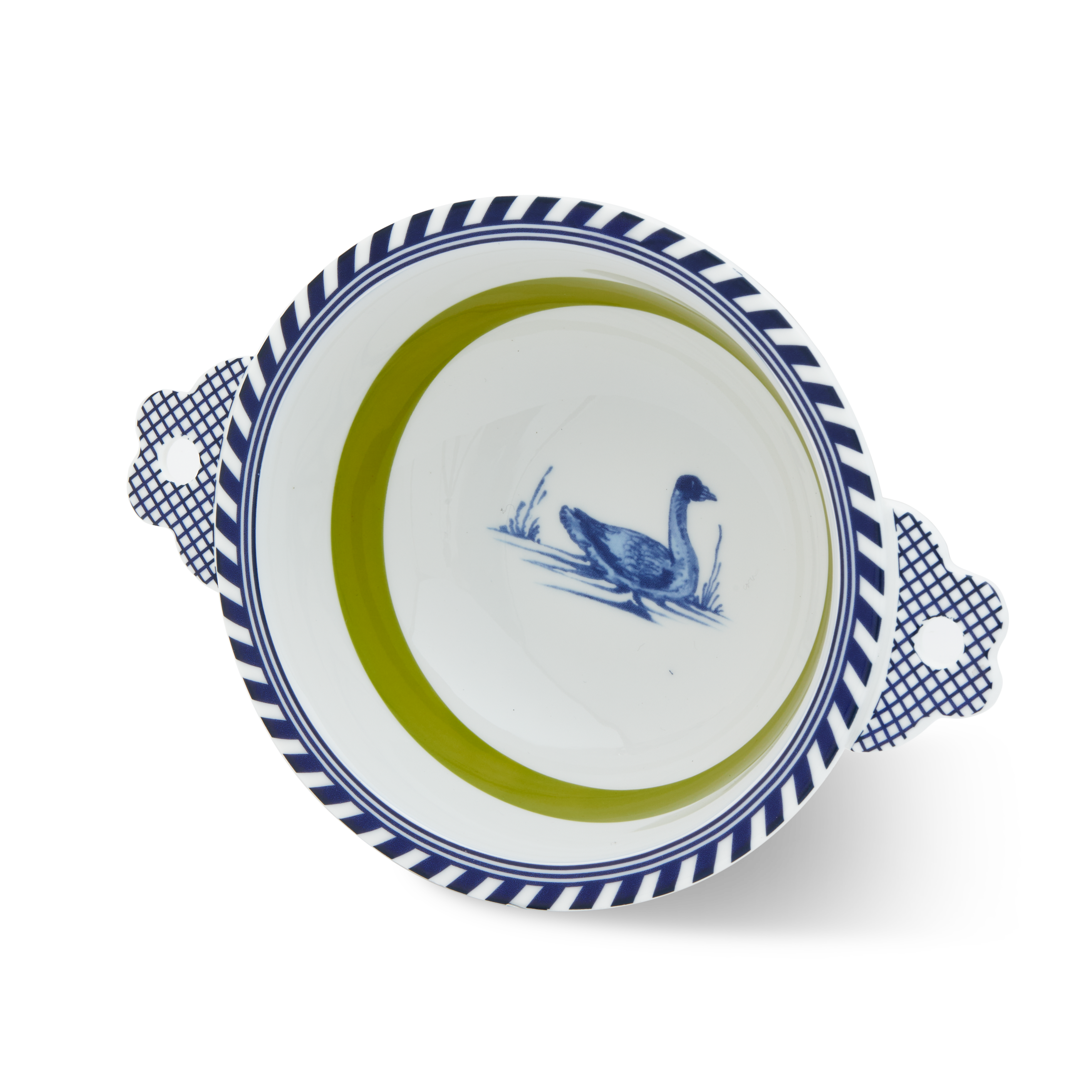 Miska BIRD weiß mit Olivgrün und Blau