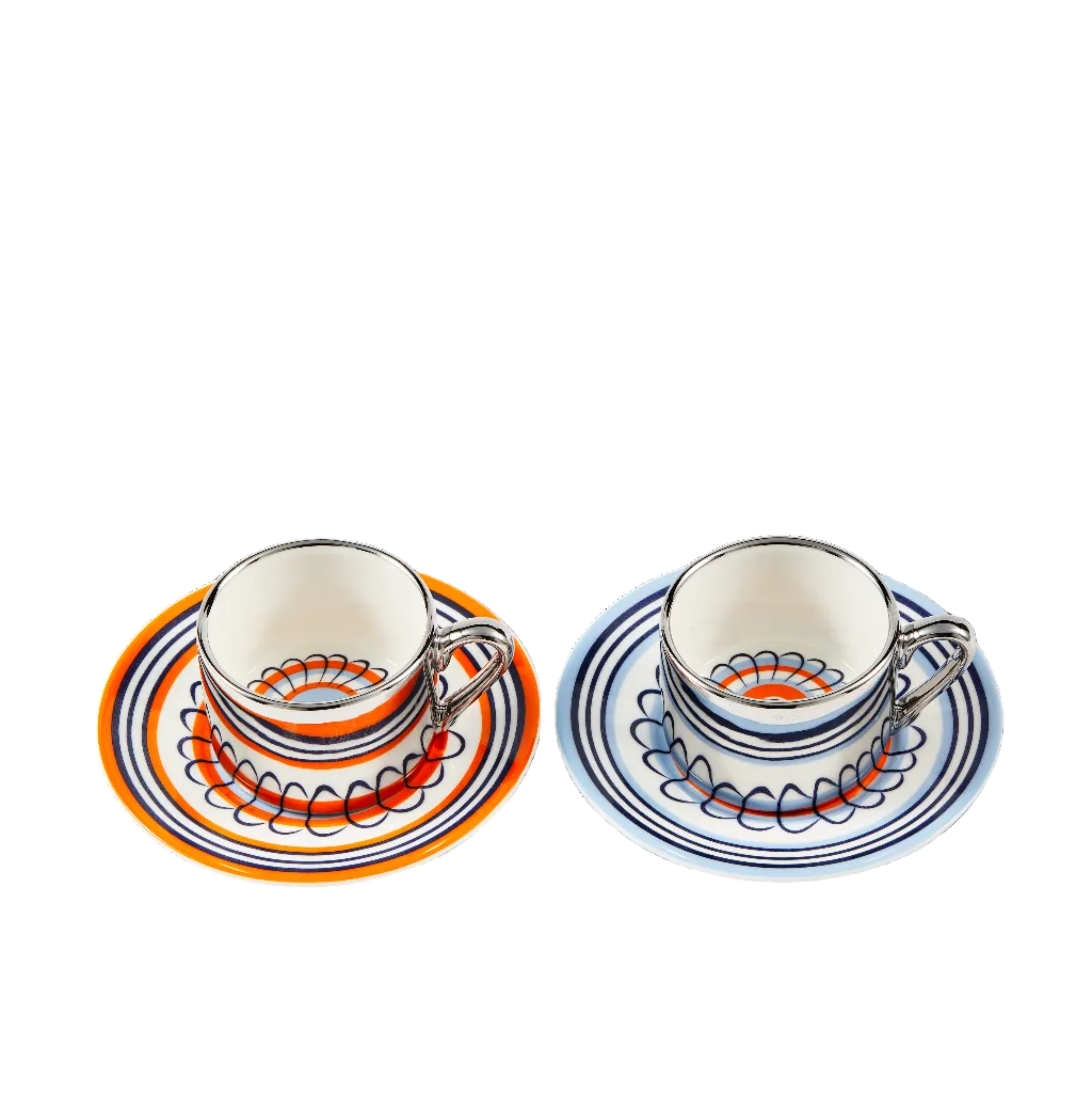 FLORAL Orange and Blue Espresso Cup Set