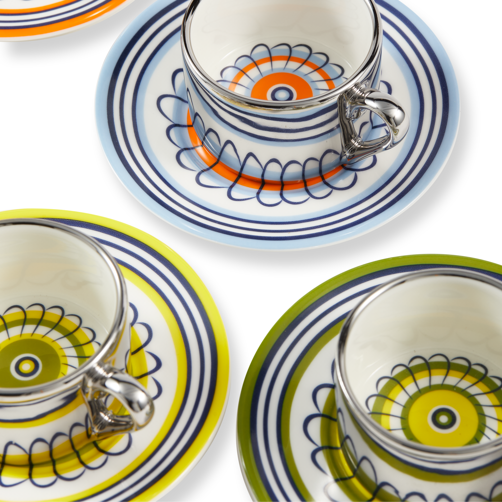 FLORAL Yellow and Olive Espresso Cup Set