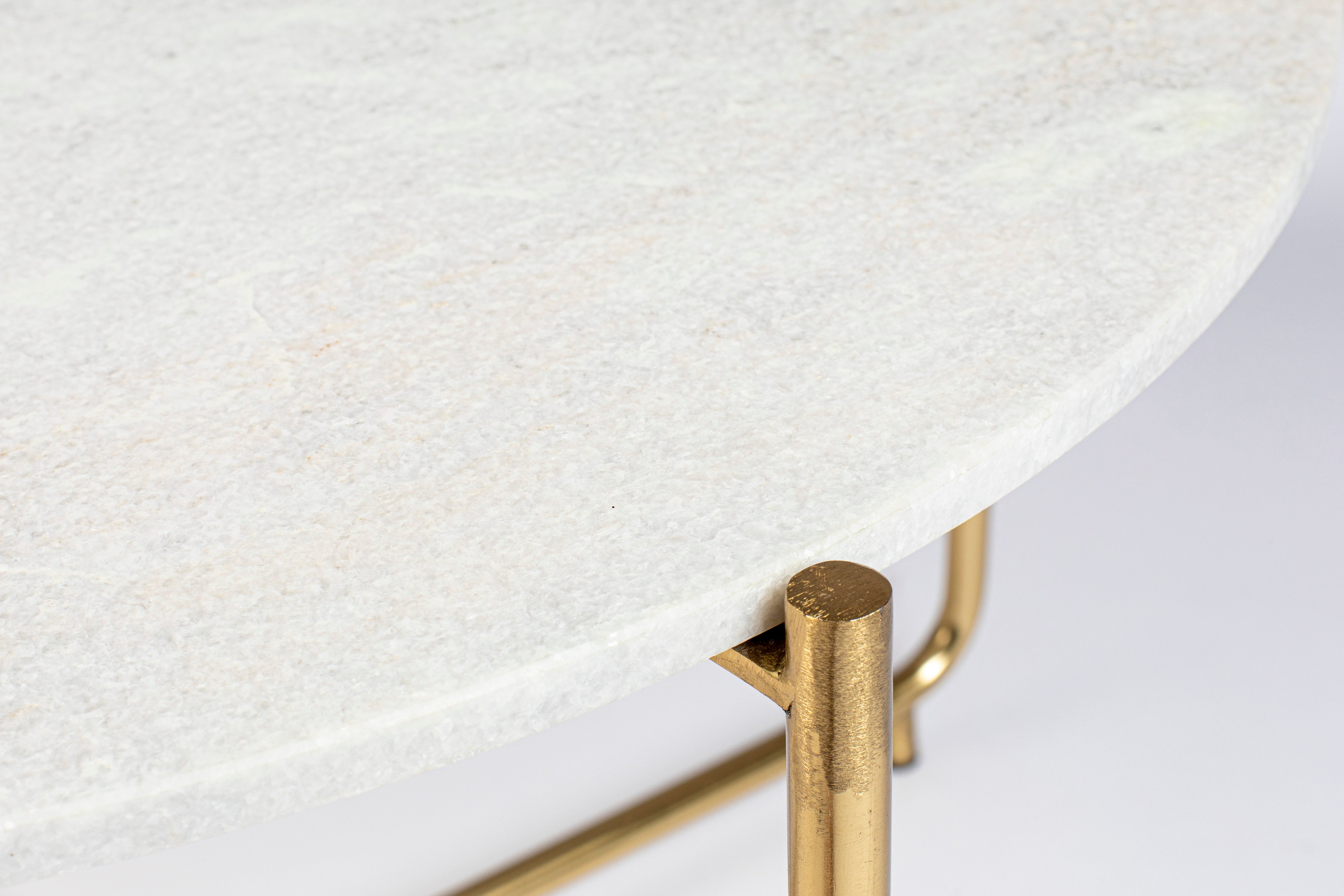 Timpa coffee table white marble with a golden base