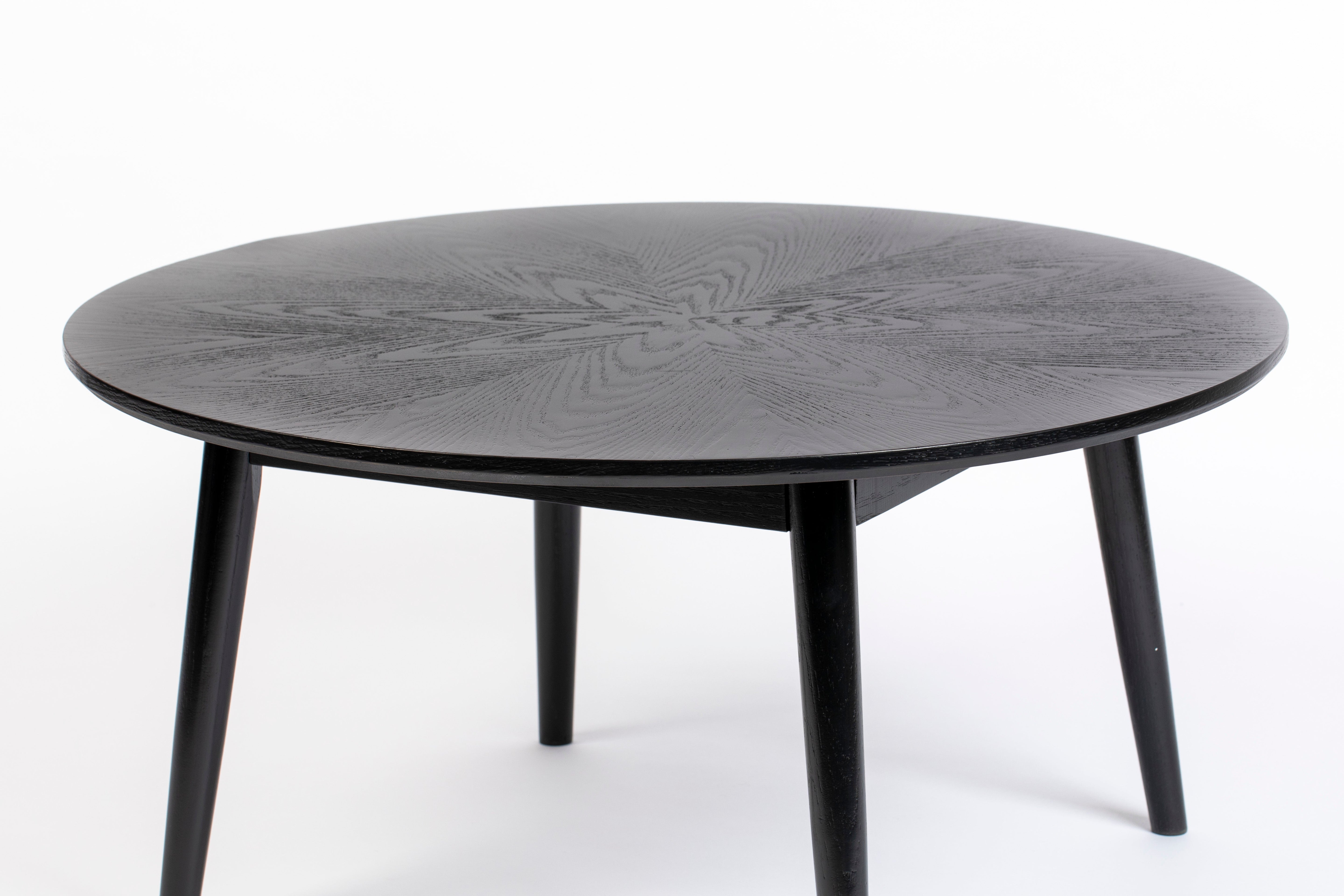 Round coffee table Fabio black oak veneer