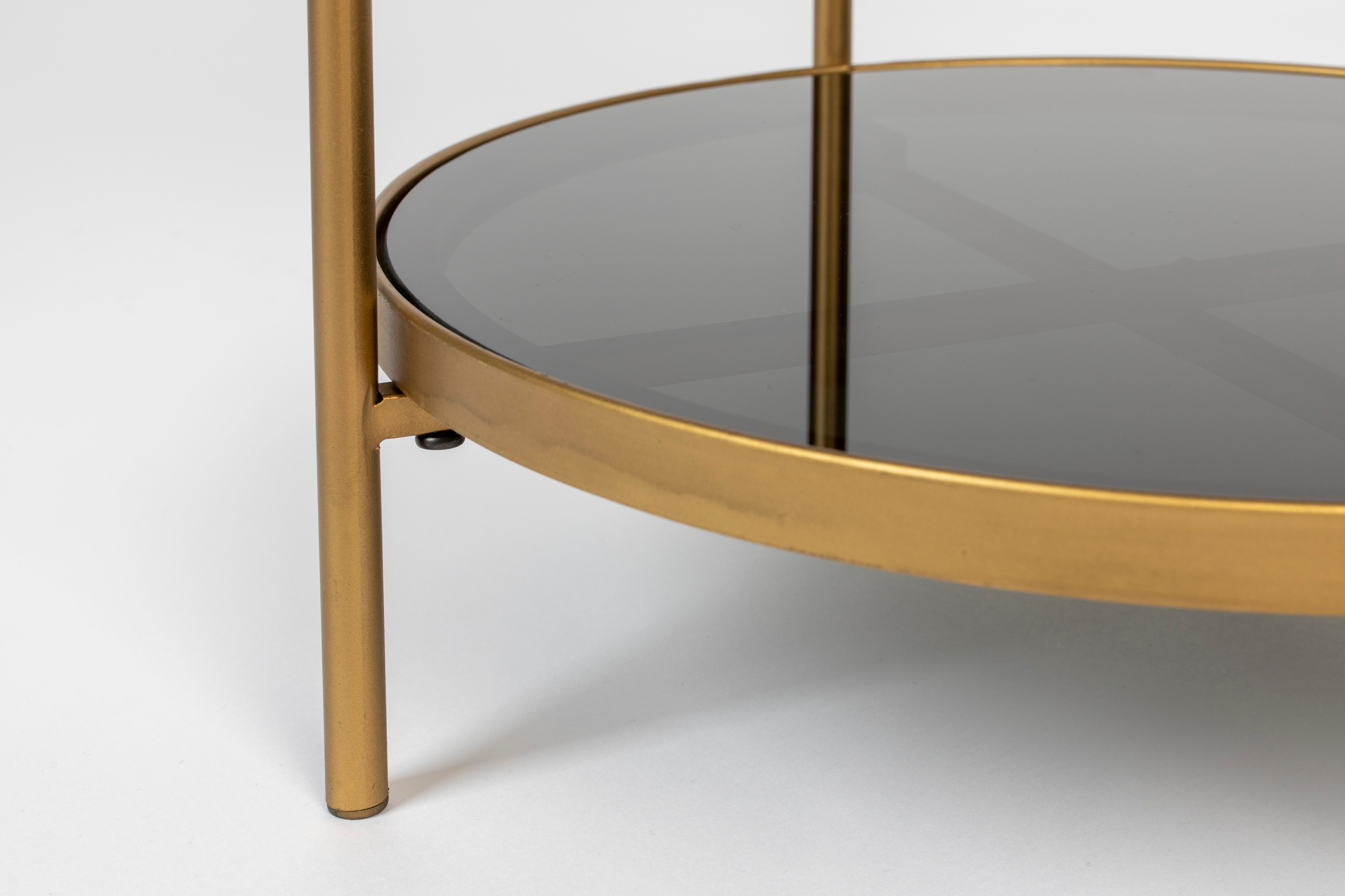 Beistelltisch MAEVE schwarzes Glas mit Gold