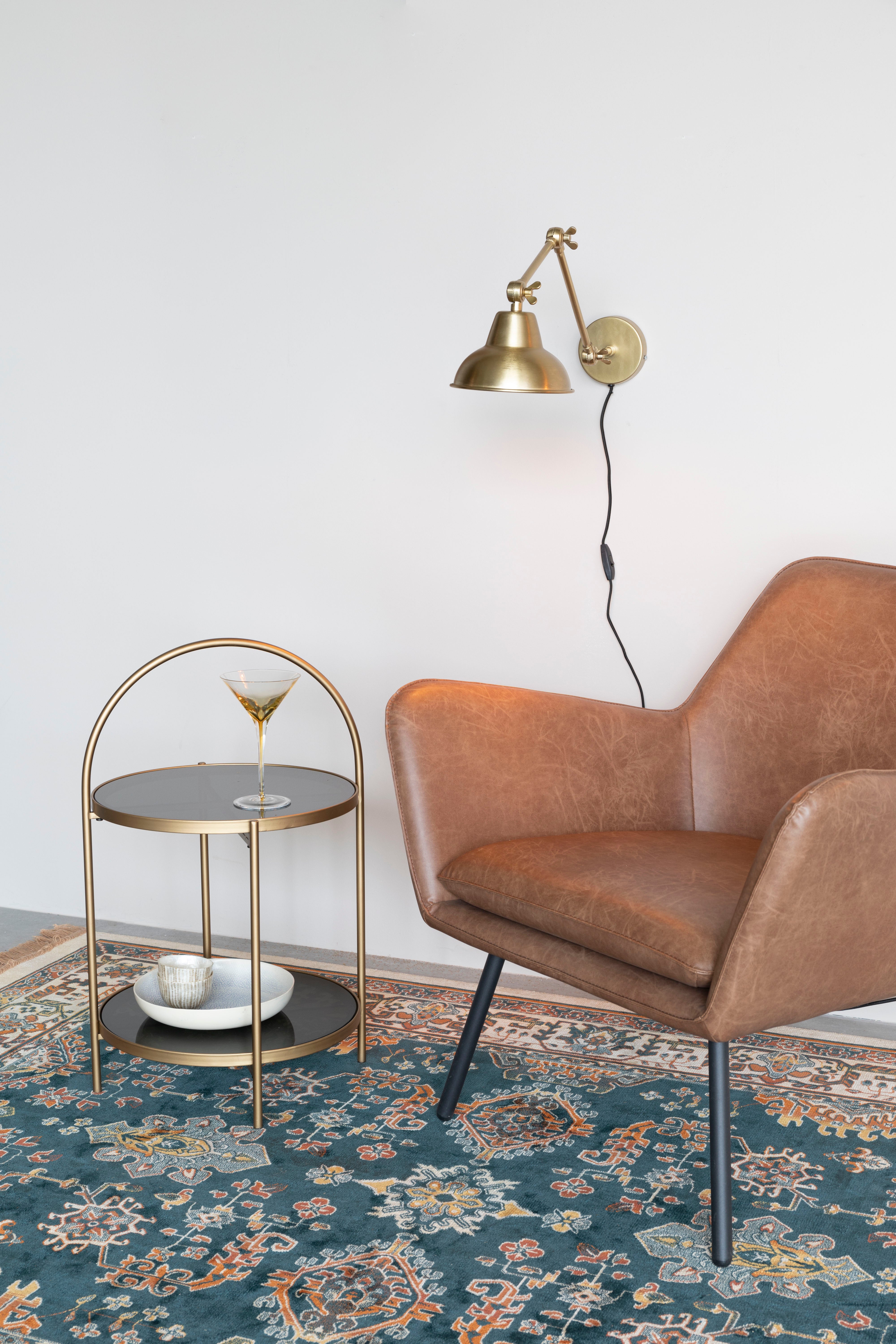 MAEVE side table black glass with gold
