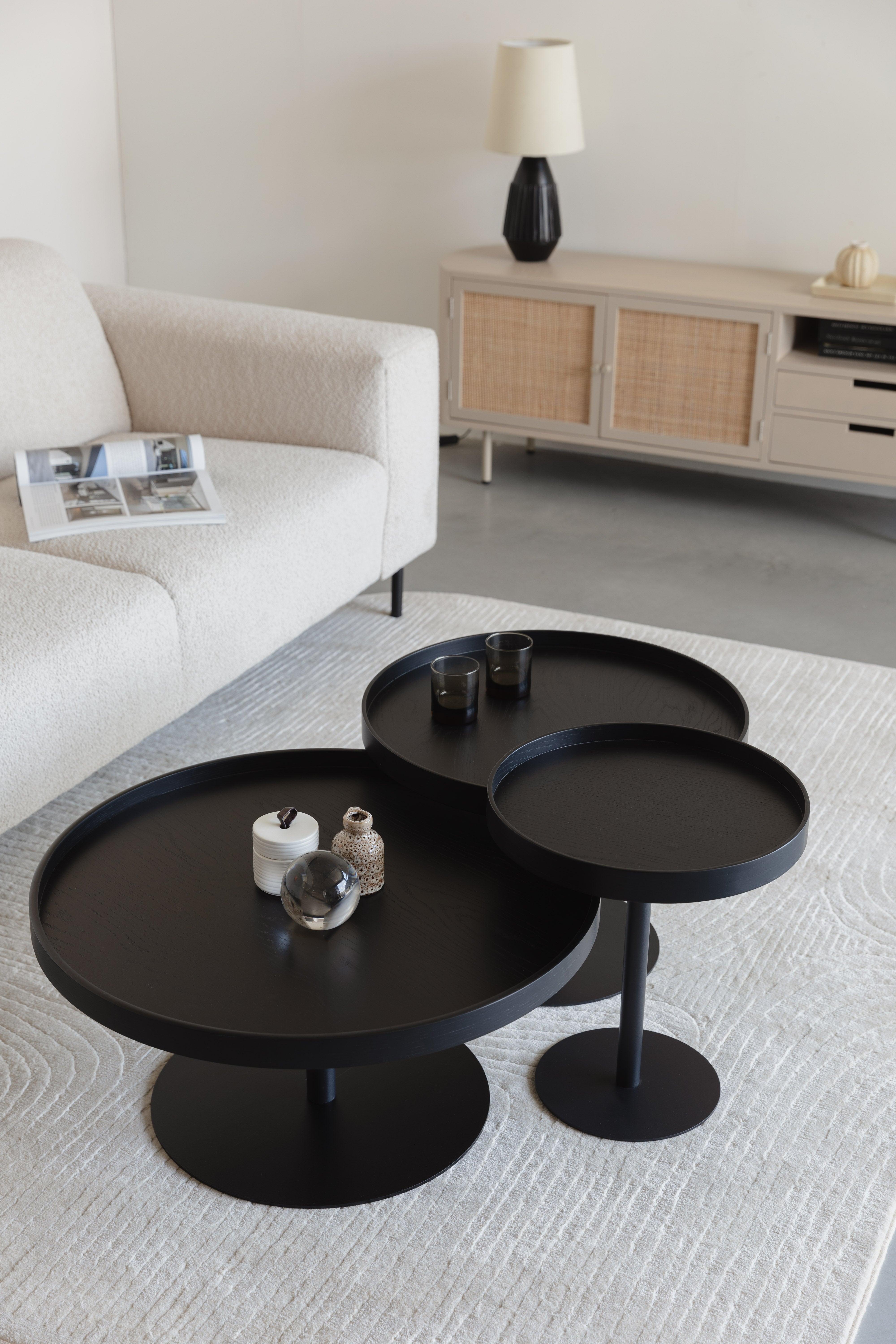 Yuri table black oak veneer